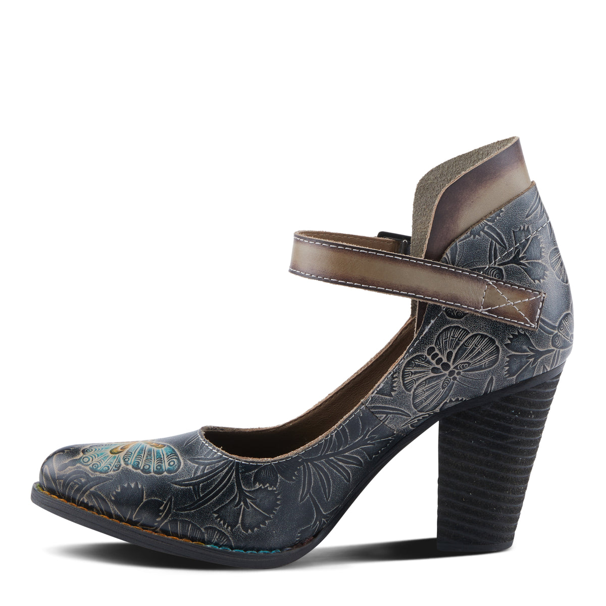 L'Artiste L'ARTISTE FOXGLOVE SHOES shoe in chocolate multi with handcrafted leather design