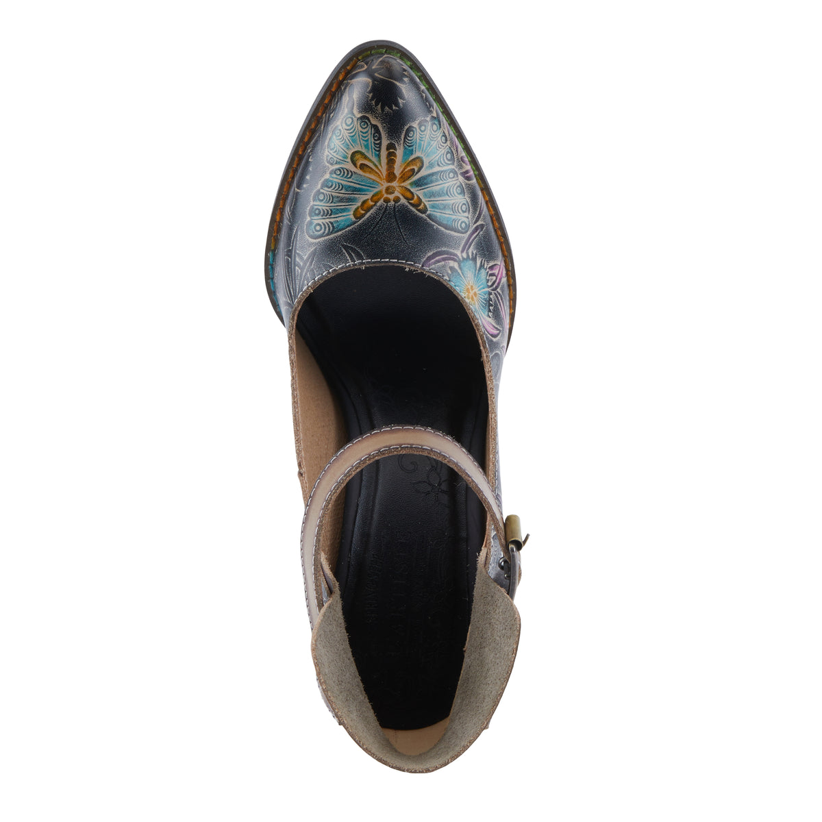 L'Artiste L'ARTISTE FOXGLOVE SHOES shoe in black multi with handcrafted leather design