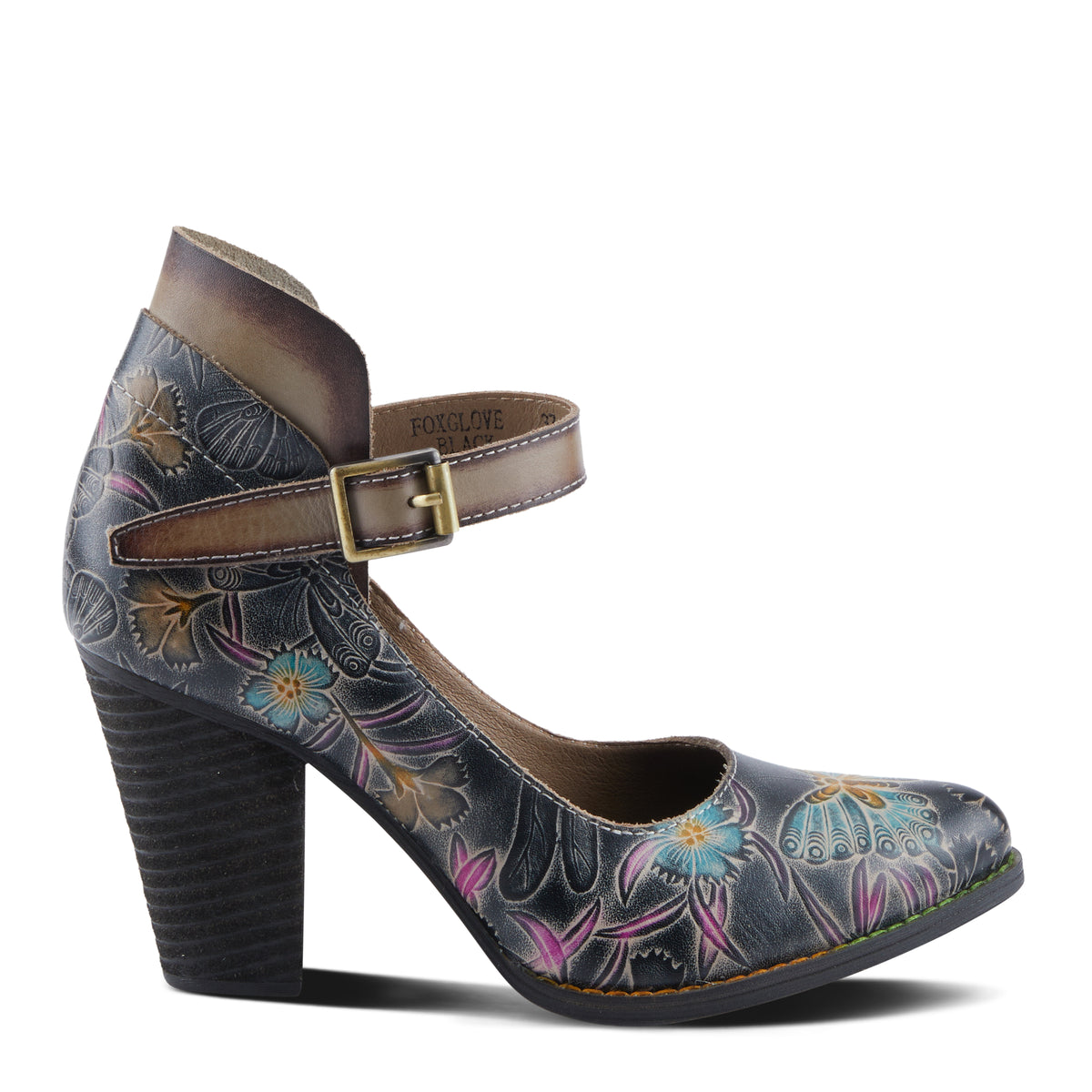 L'Artiste L'ARTISTE FOXGLOVE SHOES shoe in black multi with handcrafted leather design