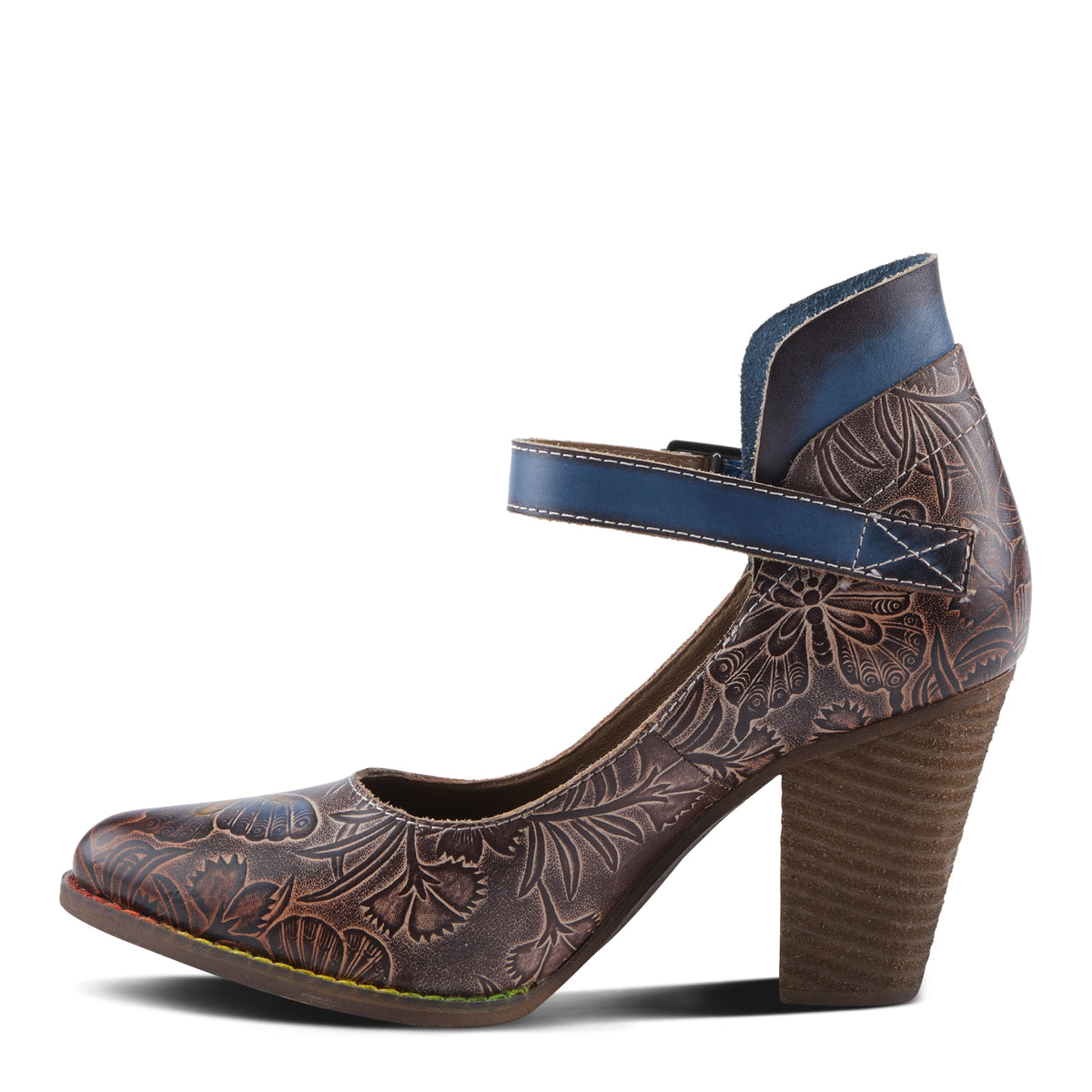 L'Artiste L'ARTISTE FOXGLOVE SHOES shoe in chocolate multi with handcrafted leather design