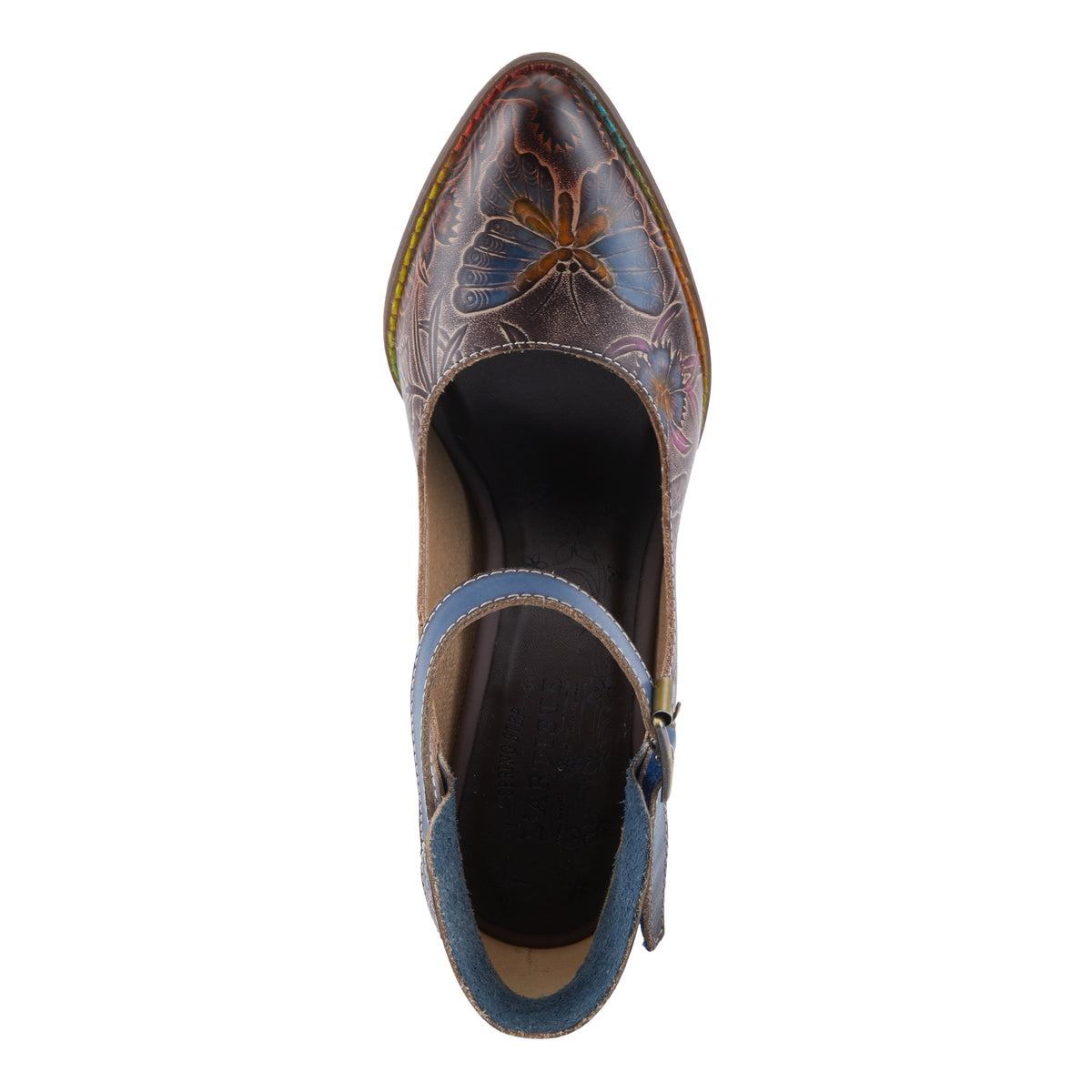 L'Artiste L'ARTISTE FOXGLOVE SHOES shoe in chocolate multi with handcrafted leather design