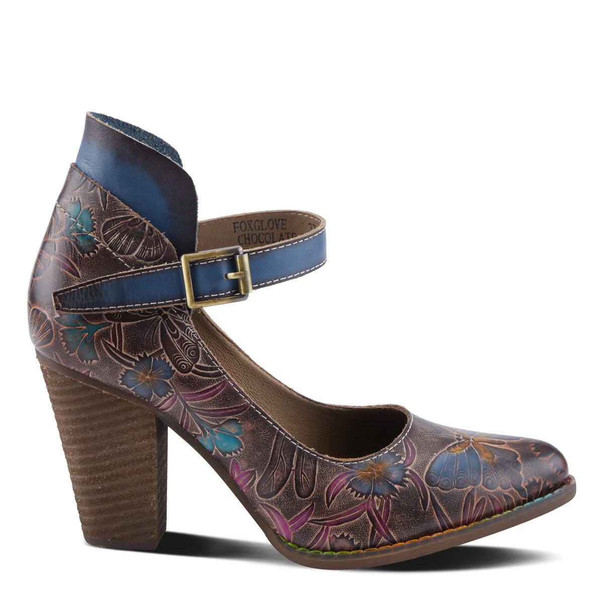 L'Artiste L'ARTISTE FOXGLOVE SHOES shoe in chocolate multi with handcrafted leather design