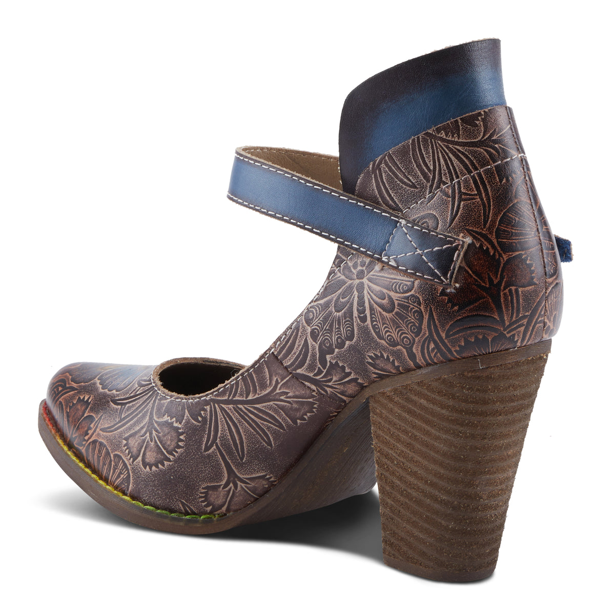 L'Artiste L'ARTISTE FOXGLOVE SHOES shoe in chocolate multi with handcrafted leather design