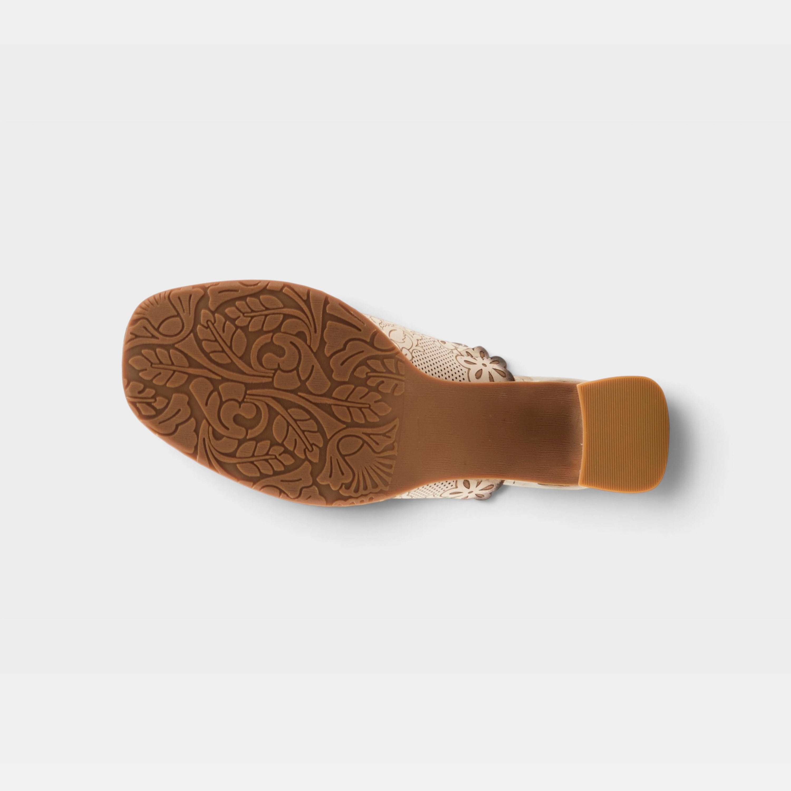 L'Artiste Foxxila sandals in Light Beige Multi, outsole view