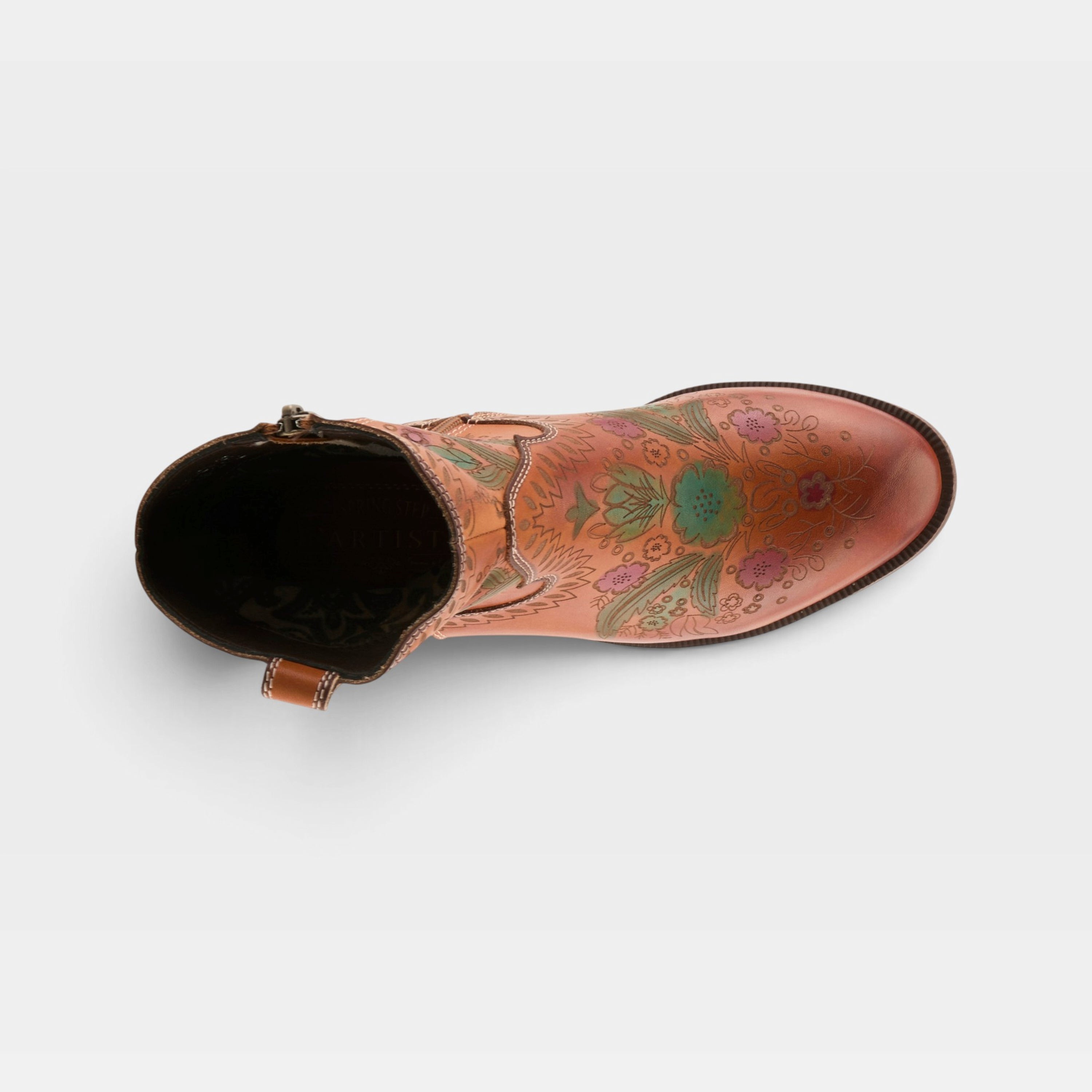 L'Artiste Galop boot in Camel, top view