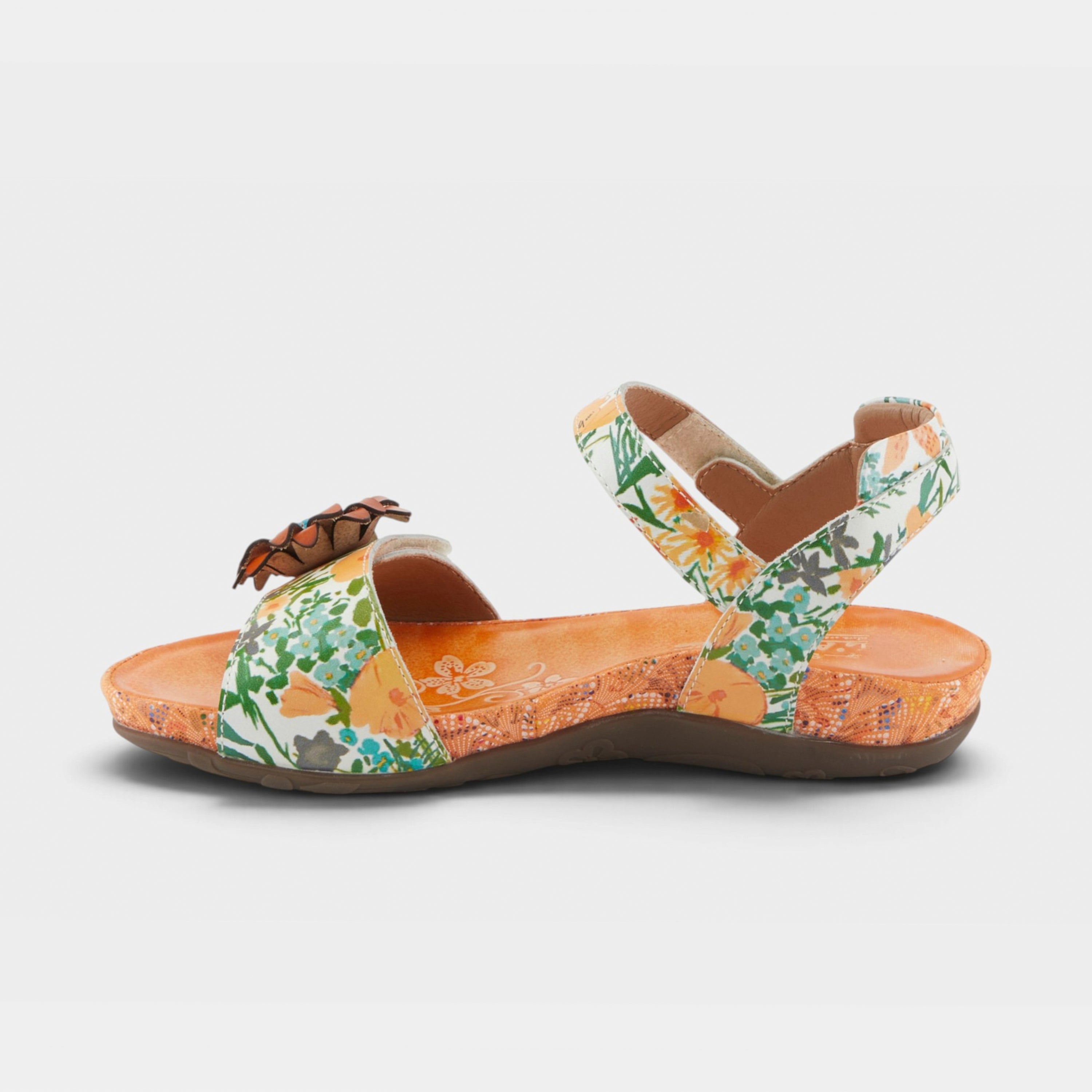 L'Artiste Gladystee sandals in Orange Multi, side view
