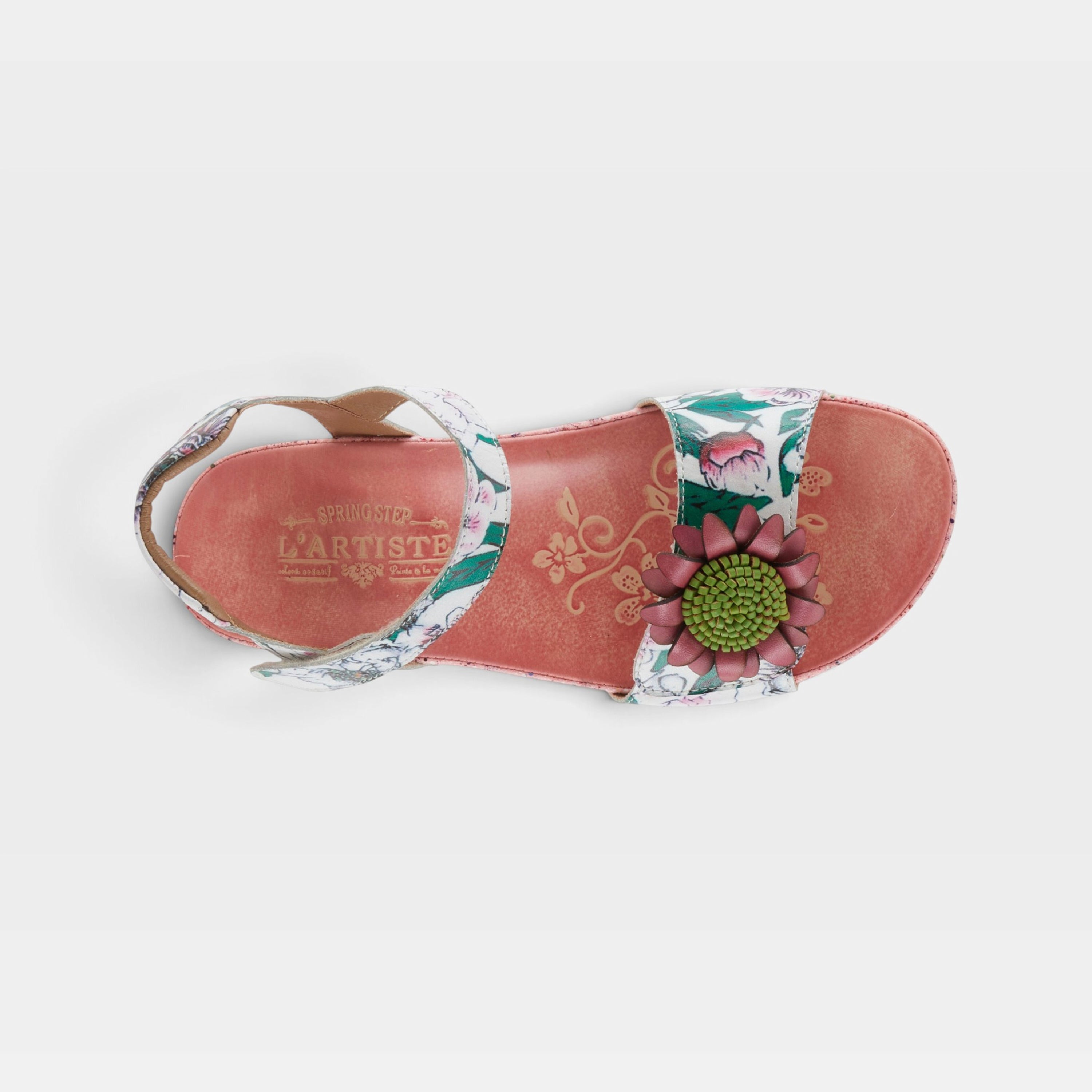 L'Artiste Gladystee sandals in Pink Multi, top view