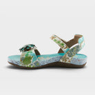 L'Artiste Gladystee sandals in Teal Multi, side view