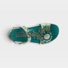 L'Artiste Gladystee sandals in Teal Multi, top view