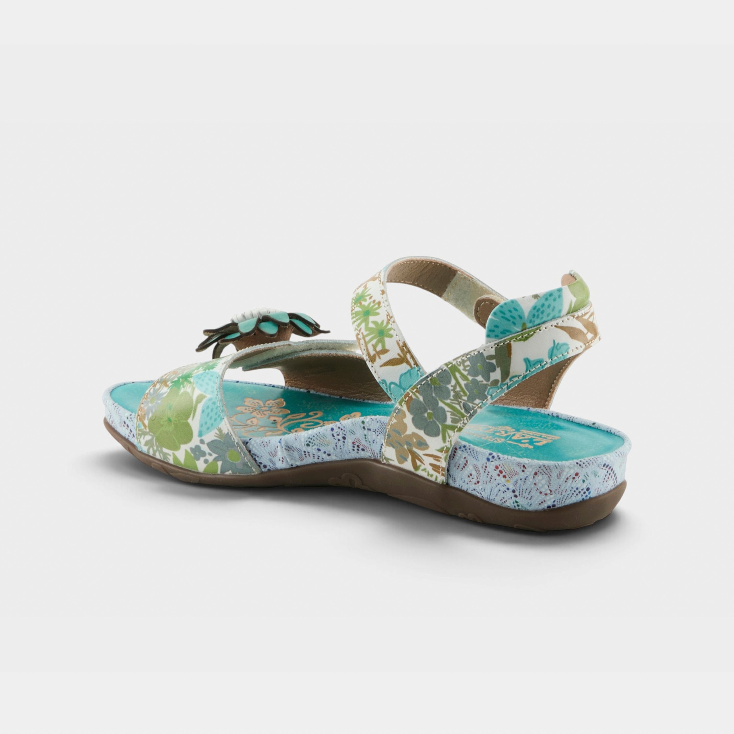 L'Artiste Gladystee sandals in Teal Multi, alternate angle view