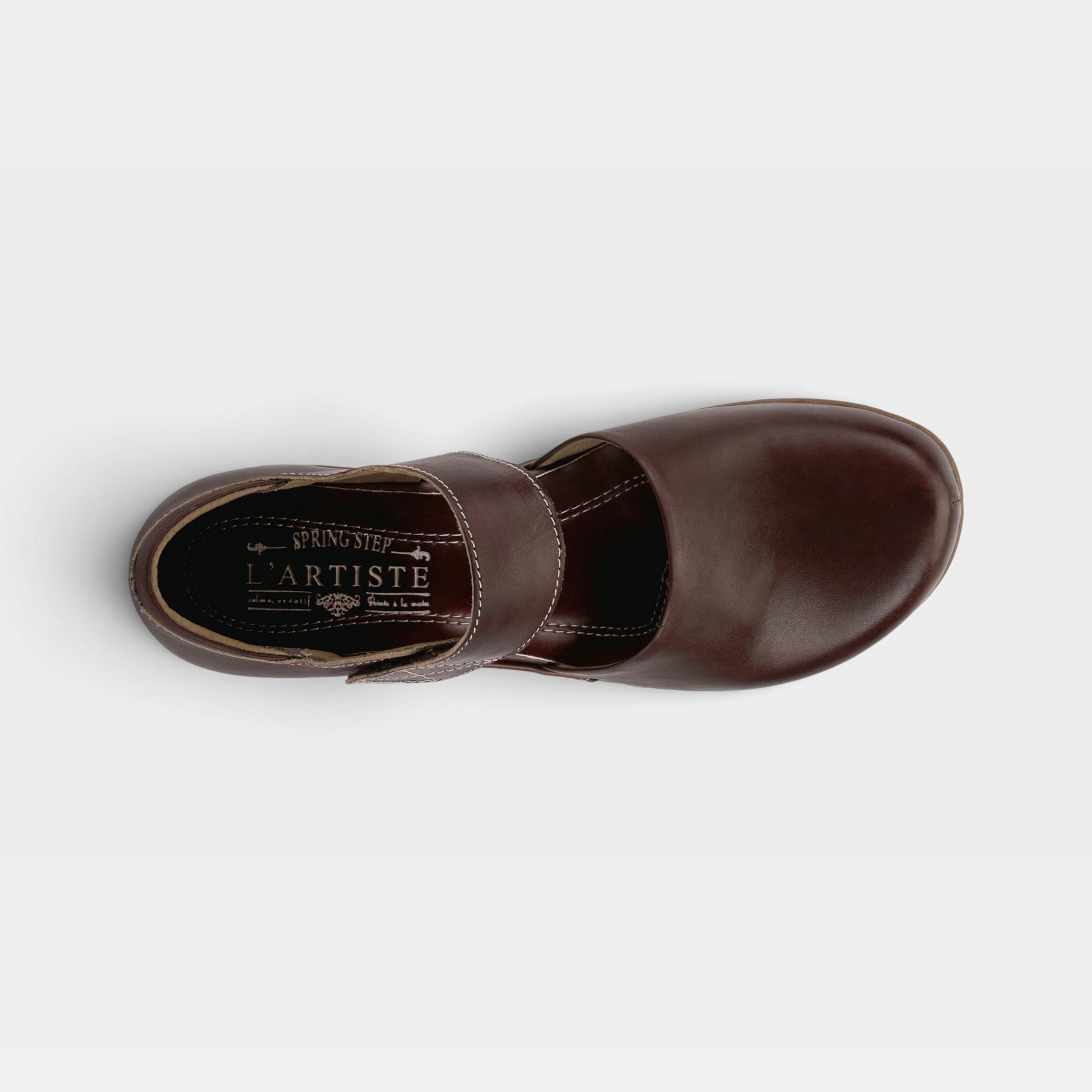 L'Artiste Gloss Mary Jane shoes in Chocolate Brown, top view