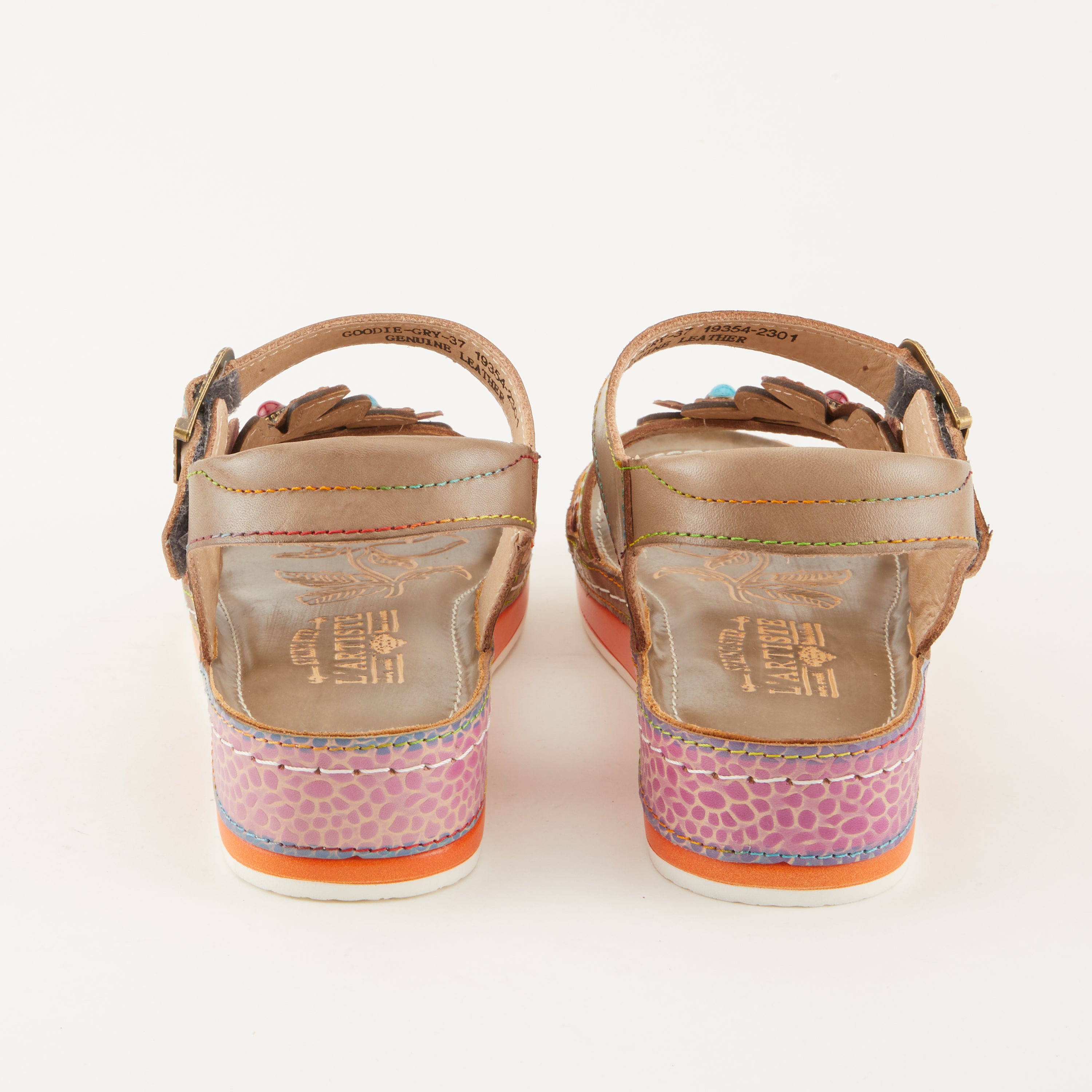 L'Artiste L'ARTISTE GOODIE ANKLE STRAP SANDAL sandal in red with handcrafted leather design