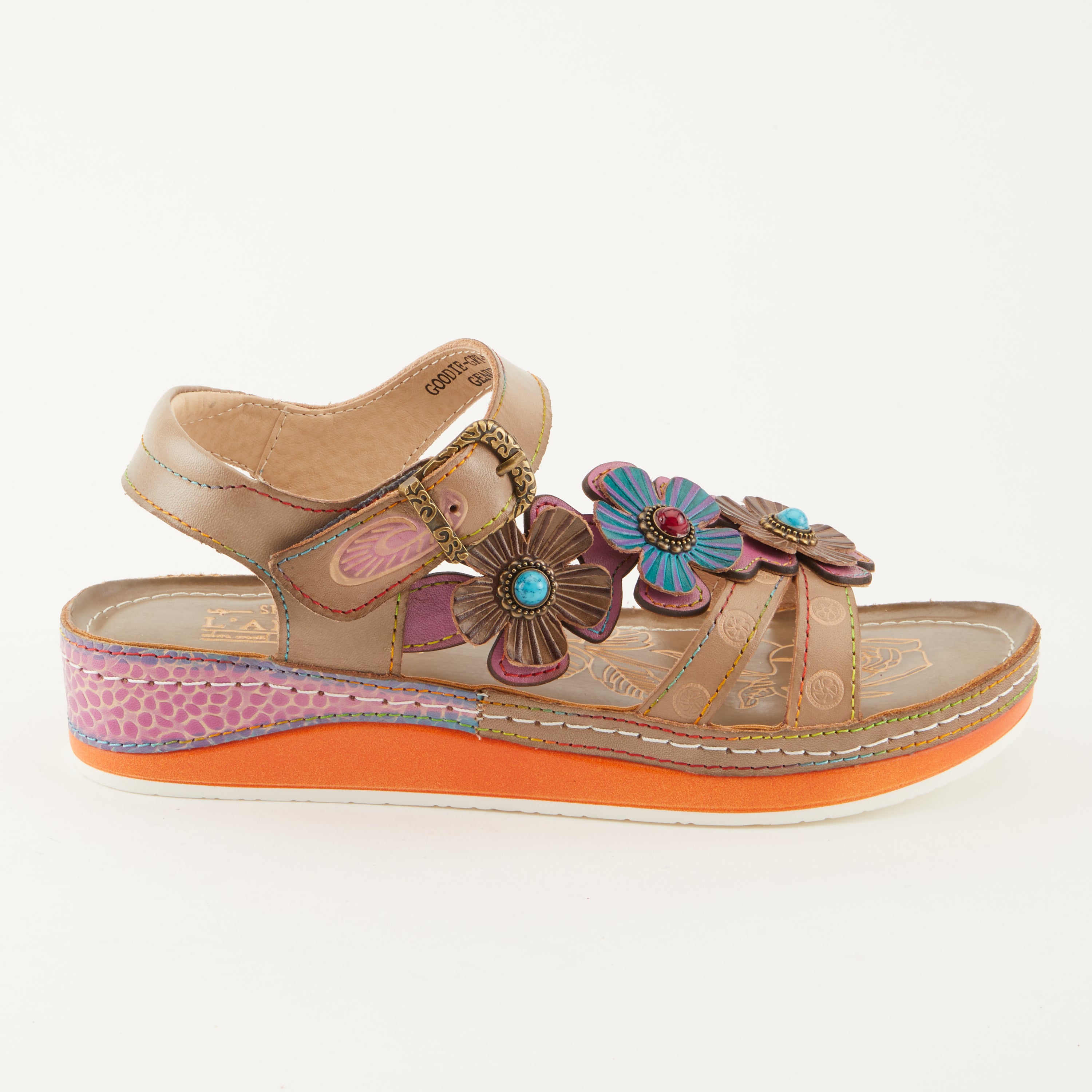 L'Artiste L'ARTISTE GOODIE ANKLE STRAP SANDAL sandal in red with handcrafted leather design