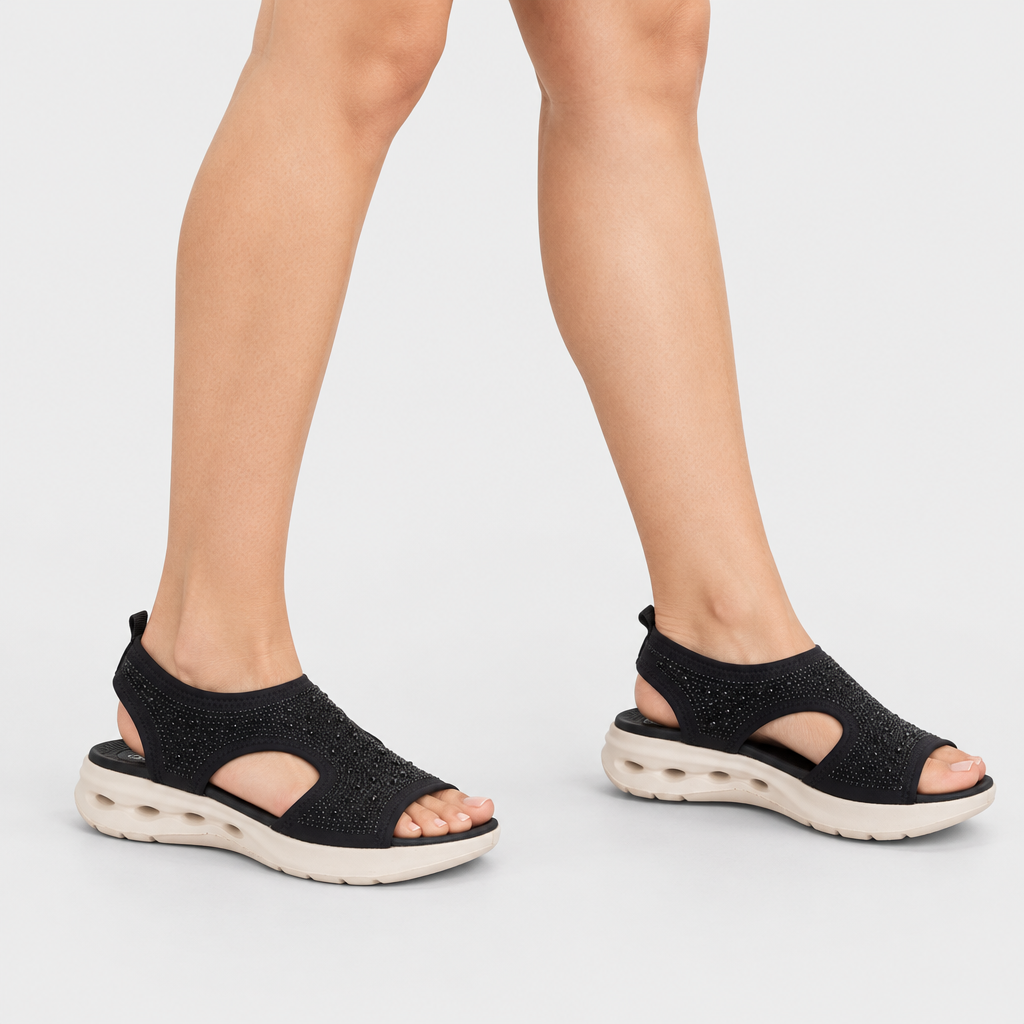 Flexus Gosselin Black Sandal - on-foot view