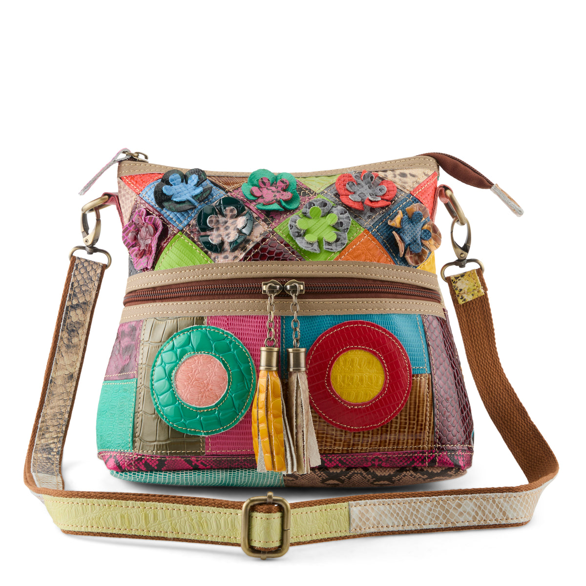 L'Artiste L'ARTISTE HB-ADVENTURE HANDBAGS shoe in rainbow print with handcrafted leather design