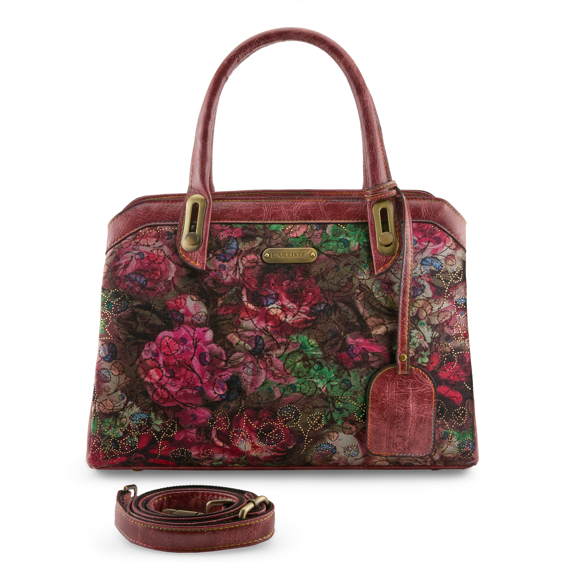 L'Artiste L'ARTISTE HB-MILADY-FLOW HANDBAG shoe in bordeaux multi with handcrafted leather design
