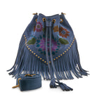 L'Artiste L'ARTISTE HB-SINDRI HANDBAG shoe in blue suede with handcrafted leather design