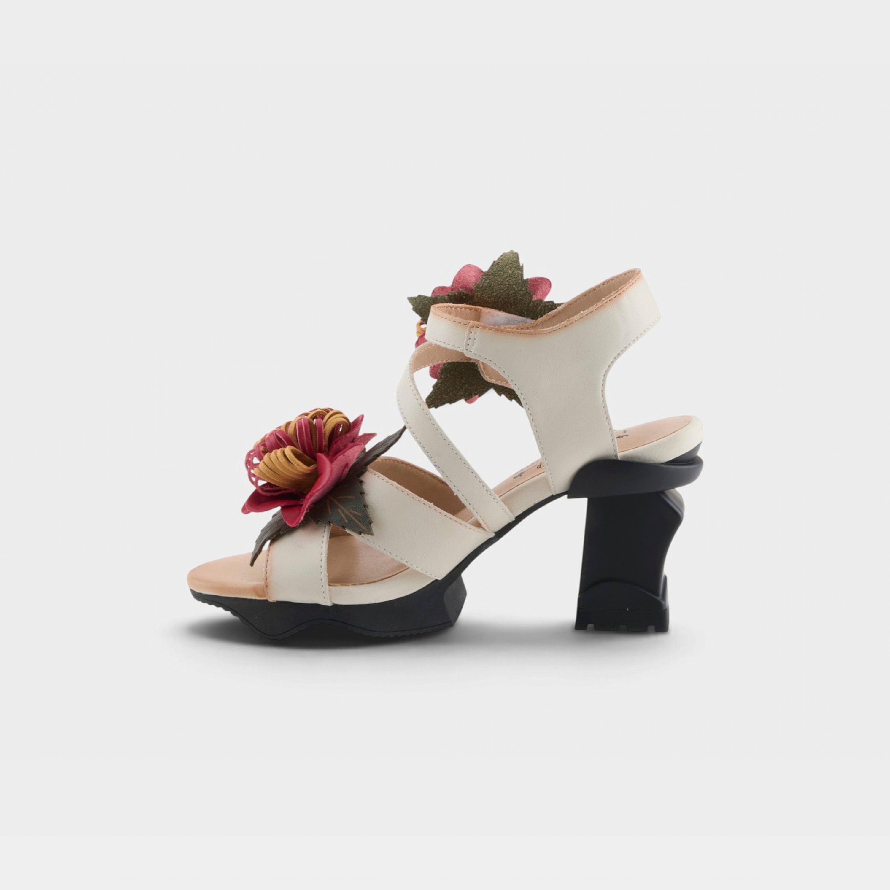 Stylish L'Artiste Hooked Floral Heel Sandals - Spring Step Shoes