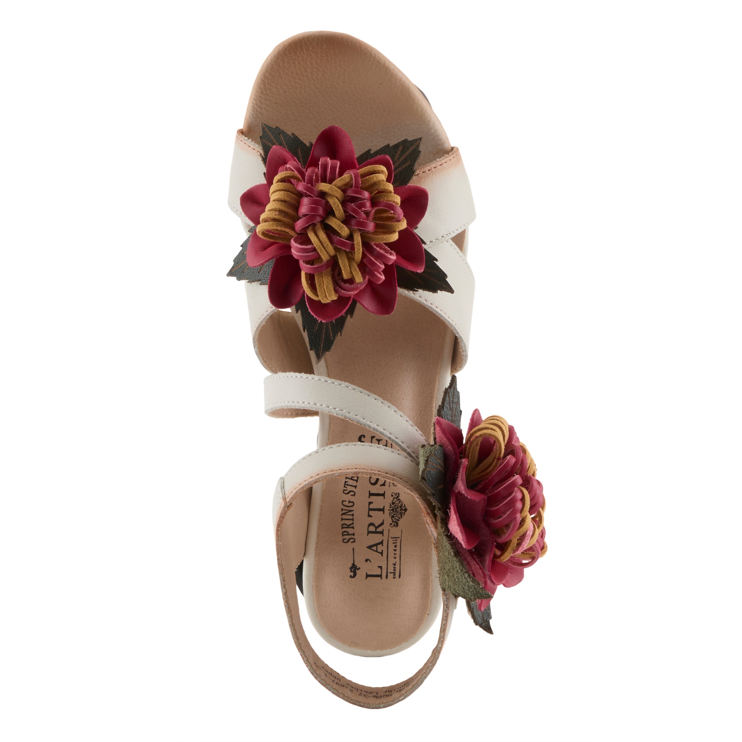 Stylish L'Artiste Hooked Floral Heel Sandals - Spring Step Shoes