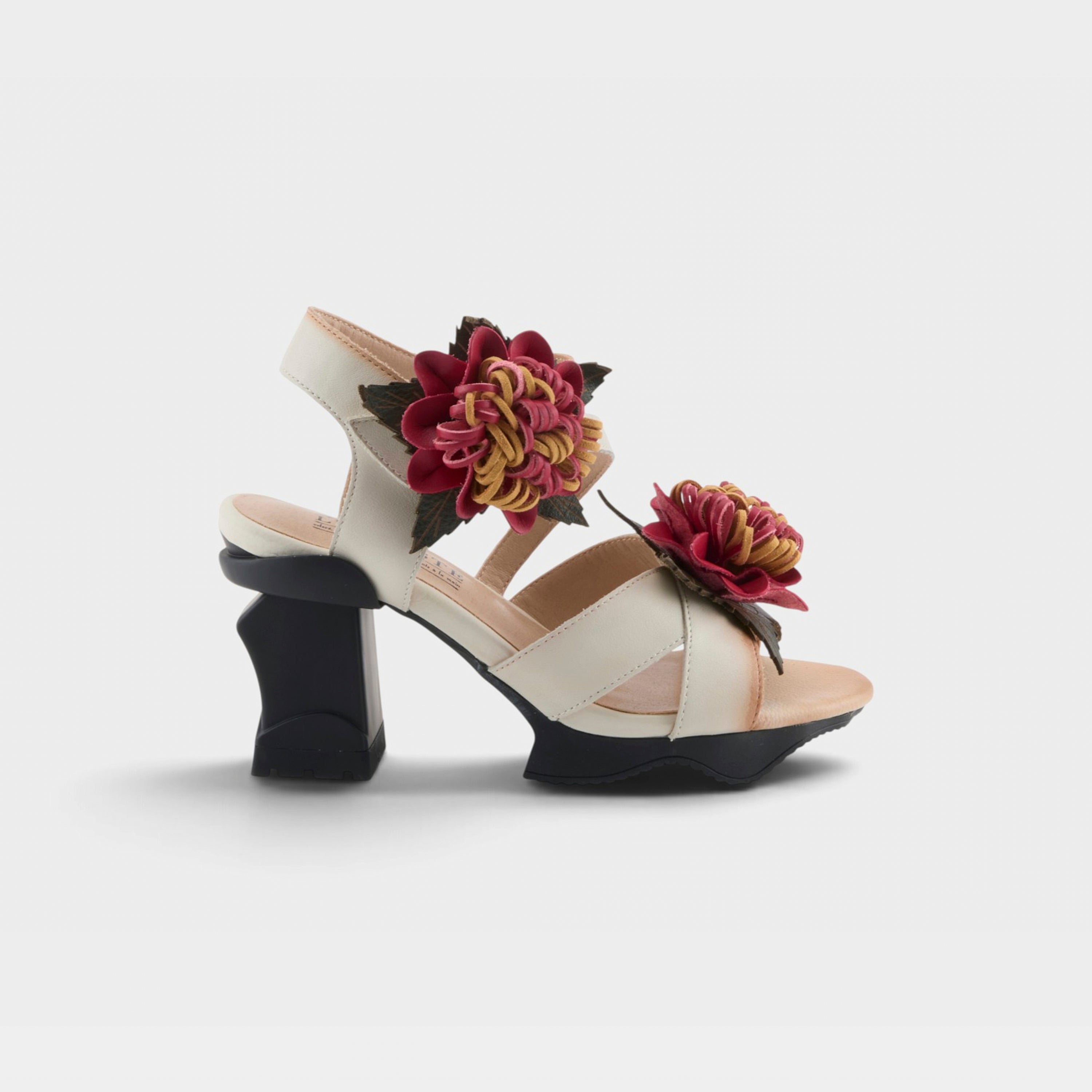 Stylish L'Artiste Hooked Floral Heel Sandals - Spring Step Shoes