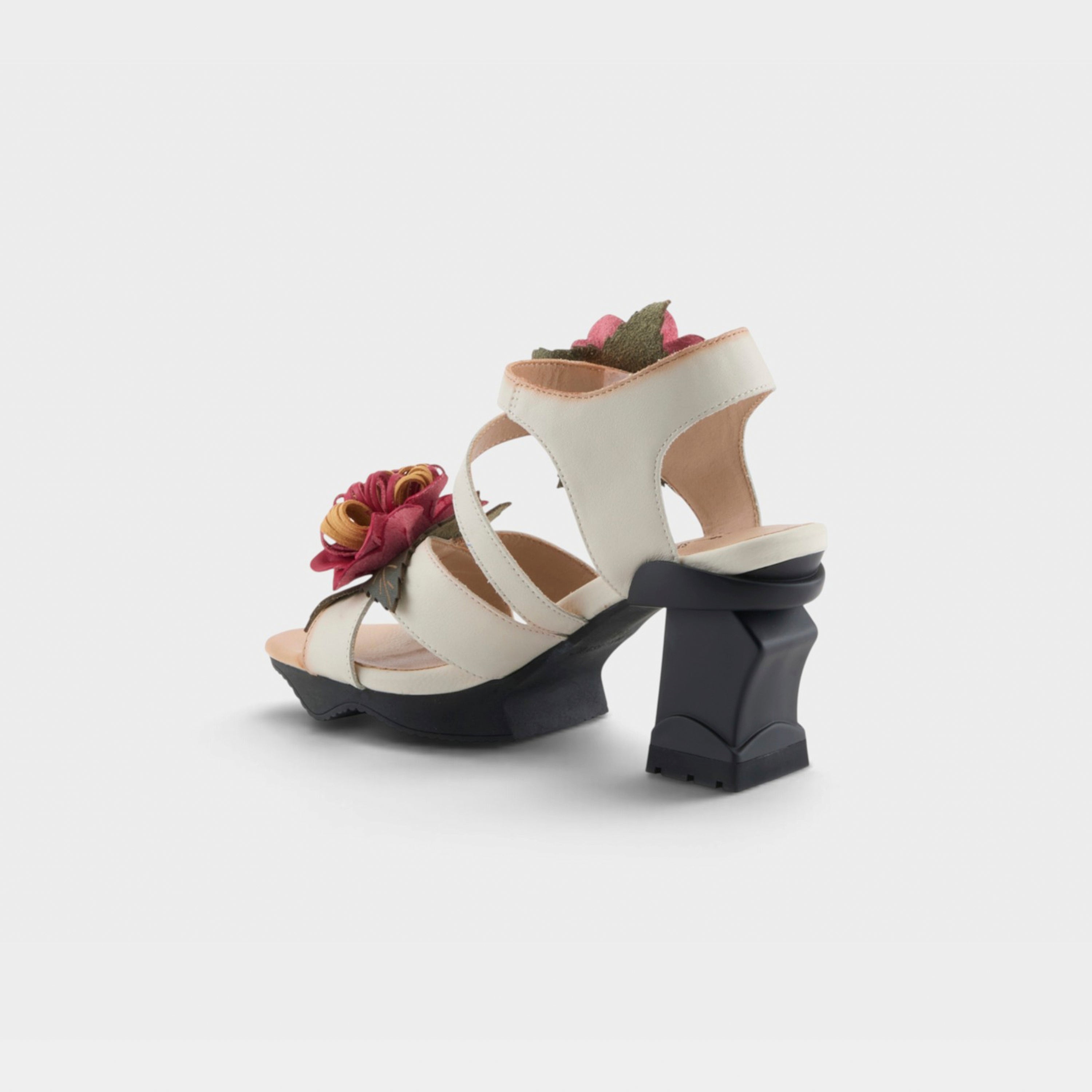 Stylish L'Artiste Hooked Floral Heel Sandals - Spring Step Shoes