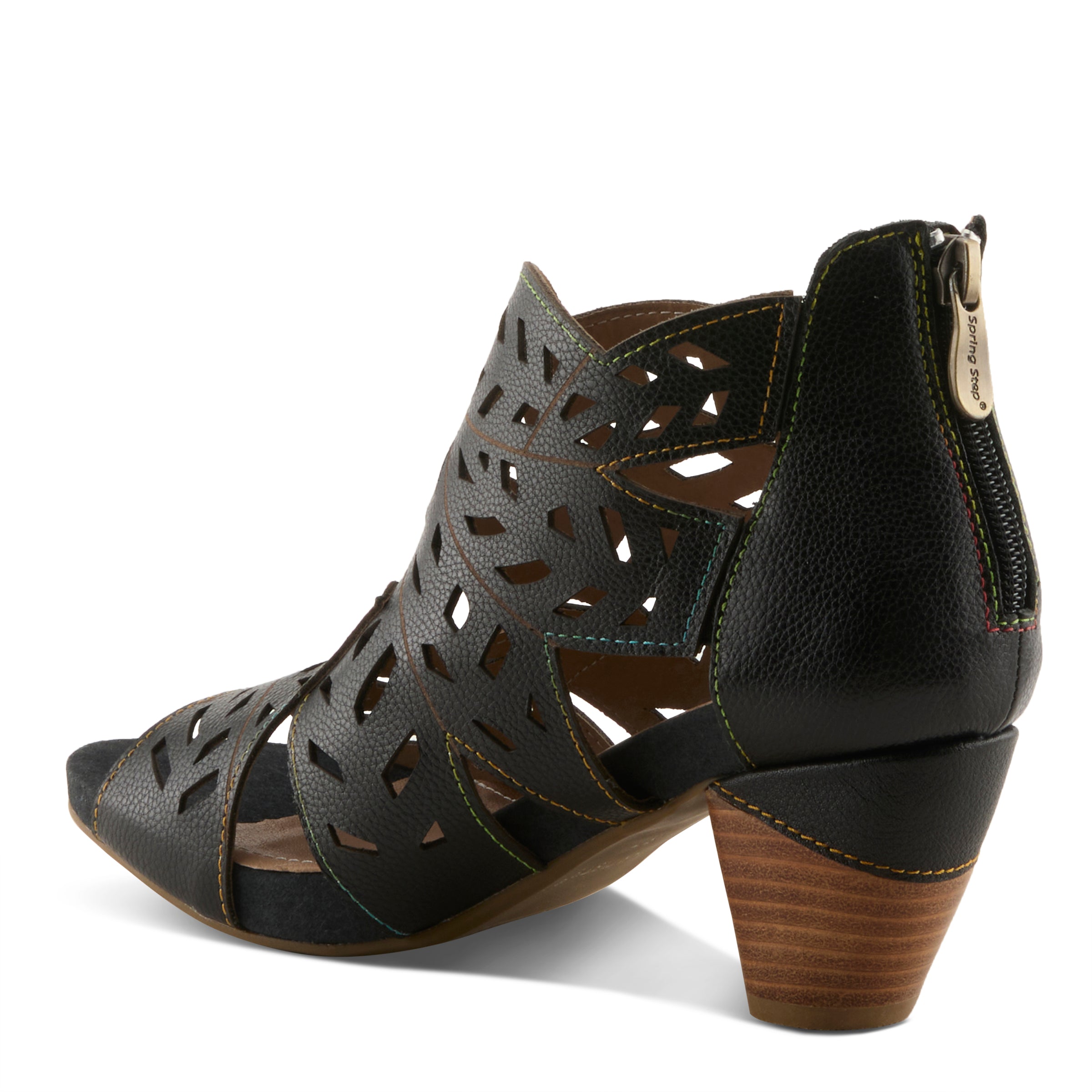 L'Artiste ICON Laser Cut Block Heel Sandals - Spring Step Shoes
