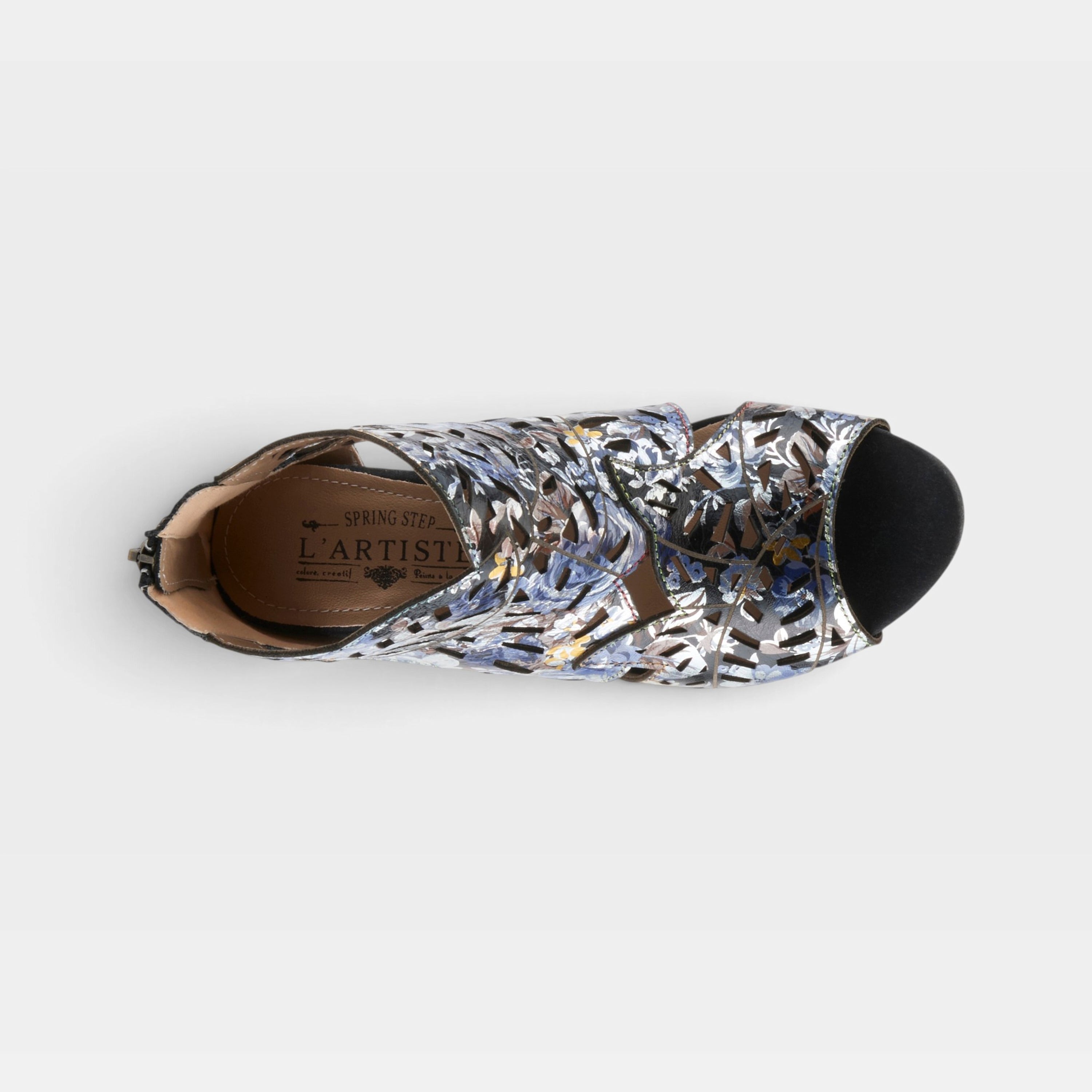 L'Artiste Icon-Met shootie sandal in Blue Multi, top view