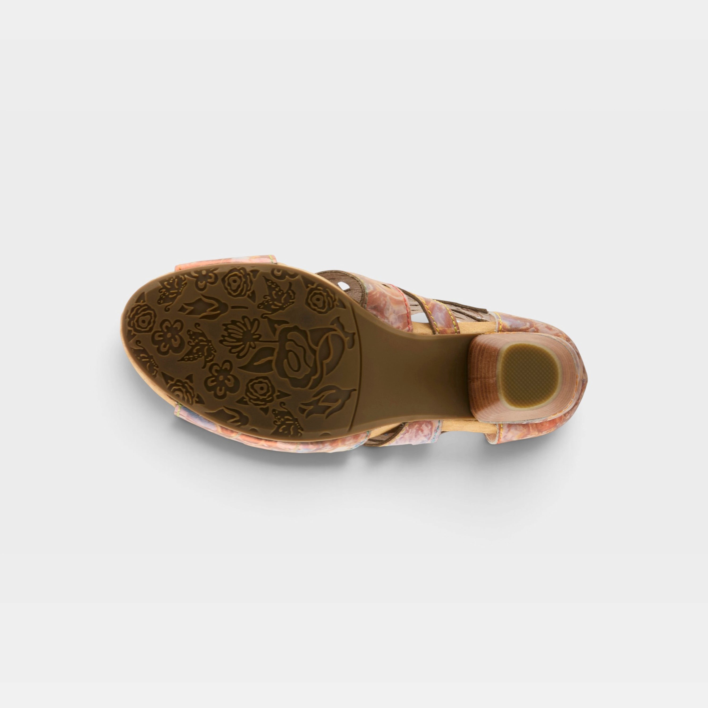 L'Artiste Icon-Met shootie sandal in Bronze Multi, outsole view