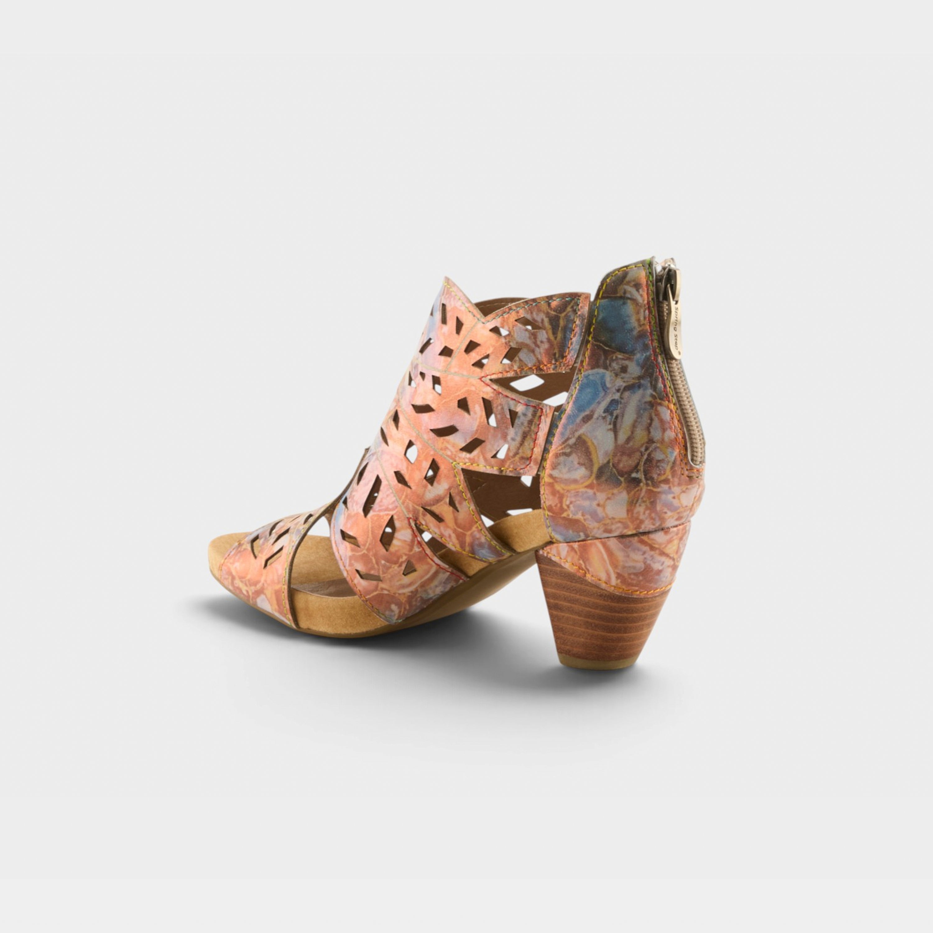 L'Artiste Icon-Met shootie sandal in Bronze Multi, alternate angle view