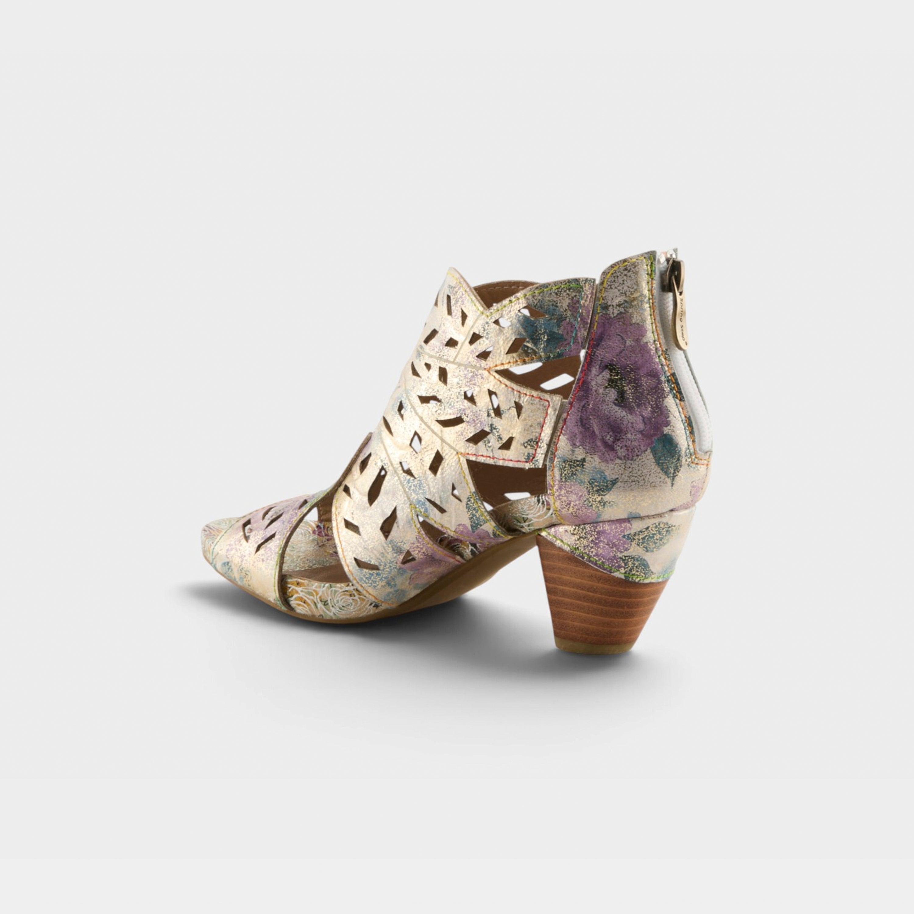 L'Artiste Icon-Met shootie sandal in Lilac Multi, alternate angle view