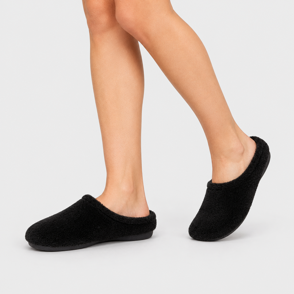Flexus Inaba Black Slipper - on-foot view
