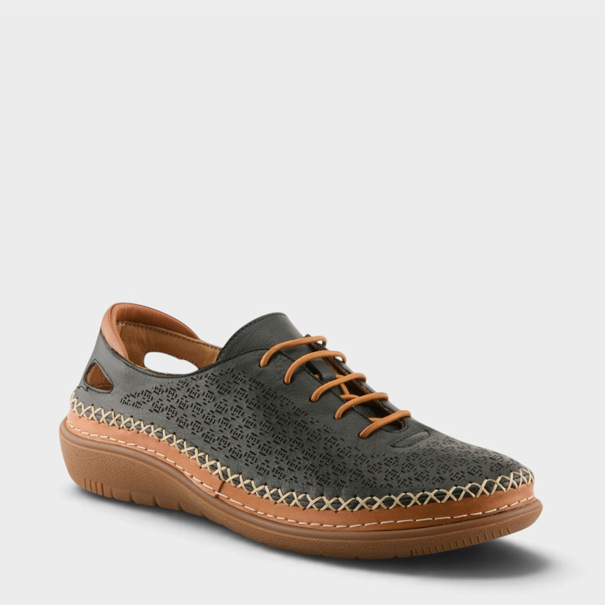Spring Step Janell Shoes in Black, front view