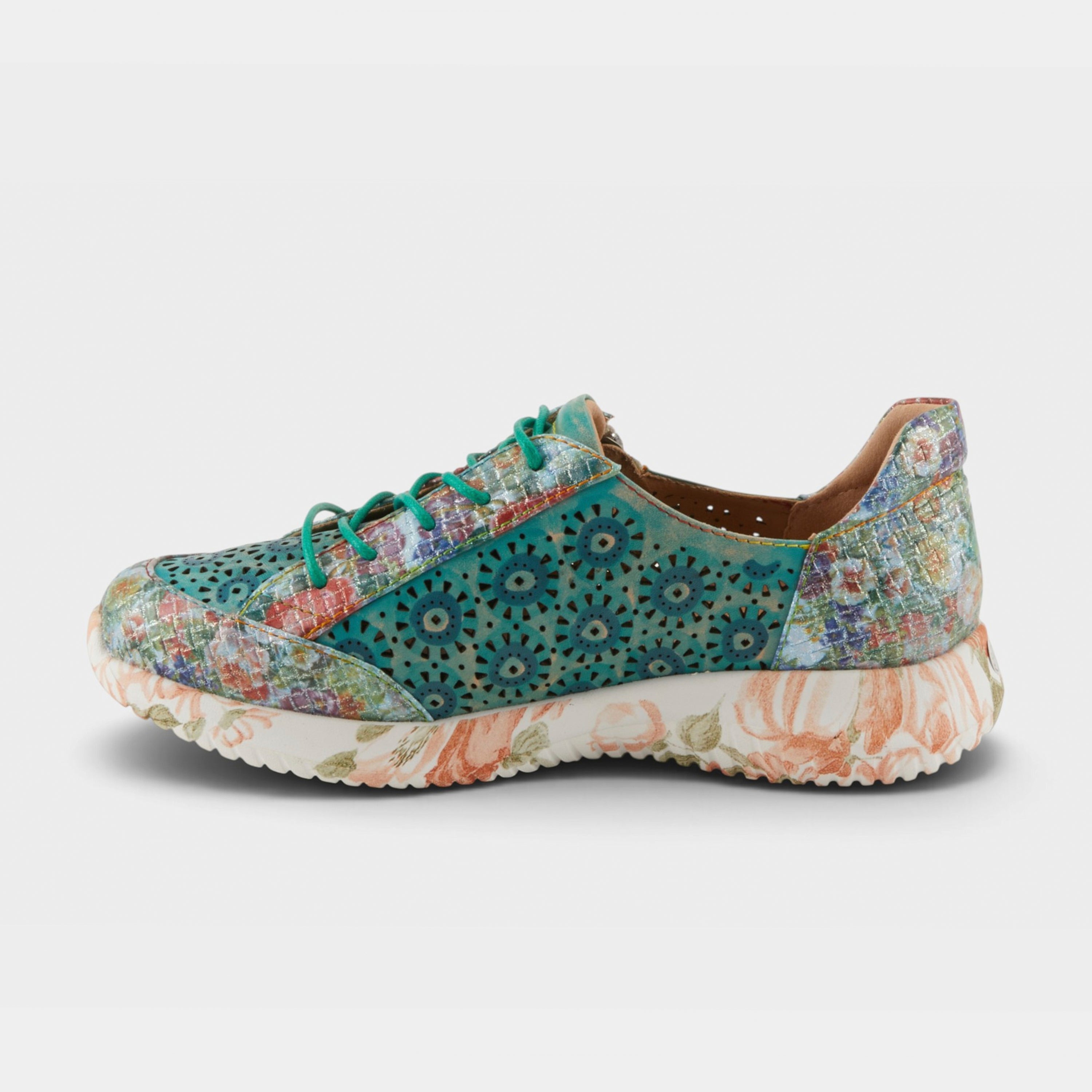 L'Artiste Jazzie sneaker in Turquoise Multi, side view