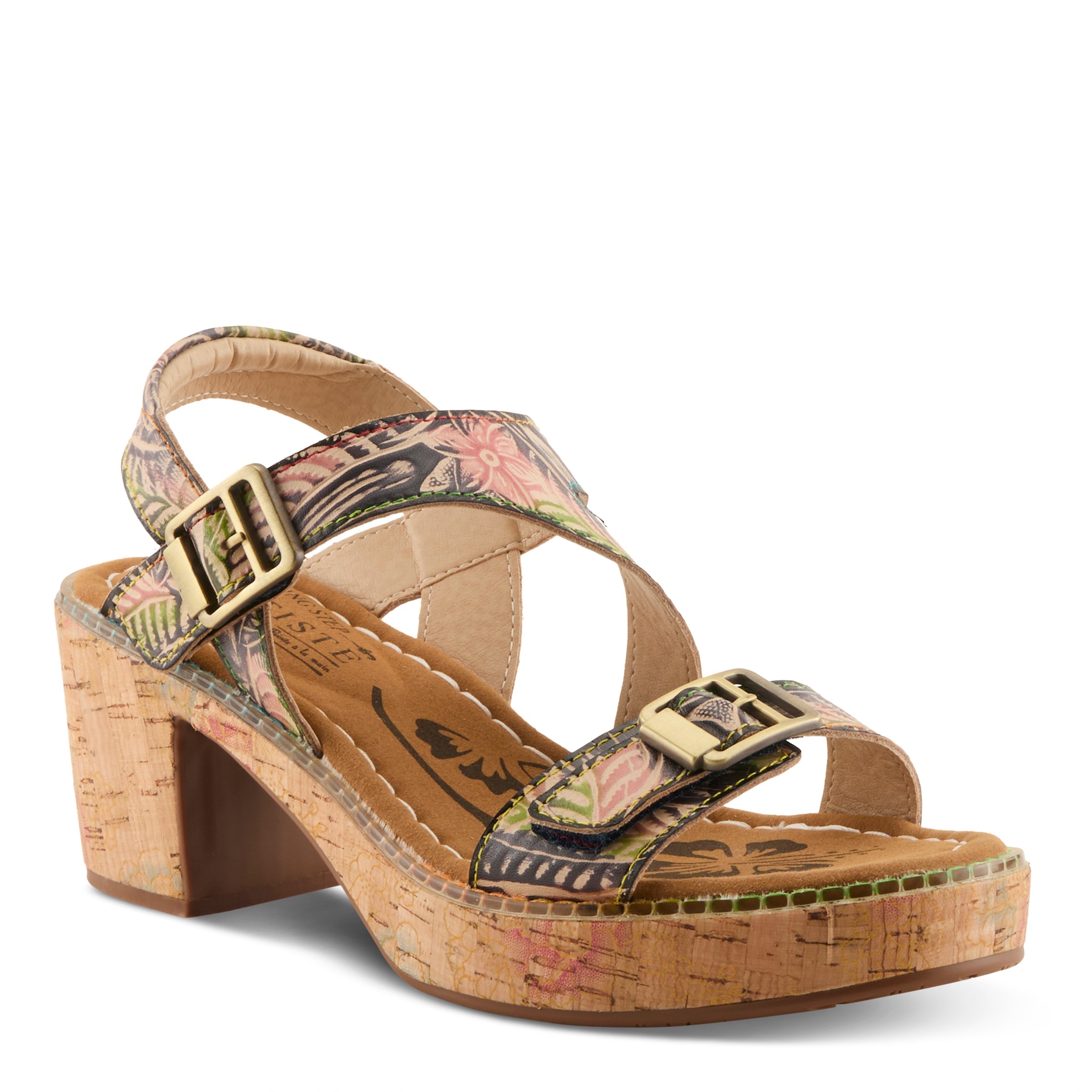 L'Artiste Jess Cork Block Heel Sandals by Spring Step Shoes