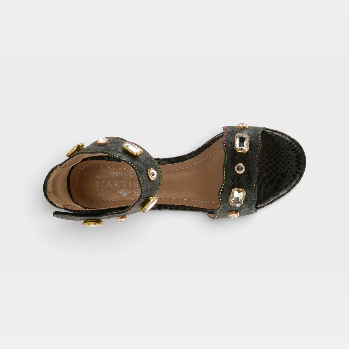 L'Artiste Jewell closed back sandals in Black, top view