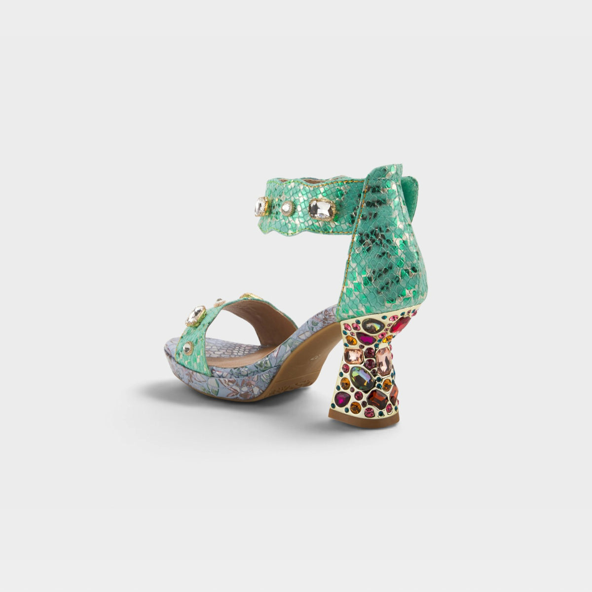 L'Artiste Jewell closed back sandals in Mint Green, alternate angle view