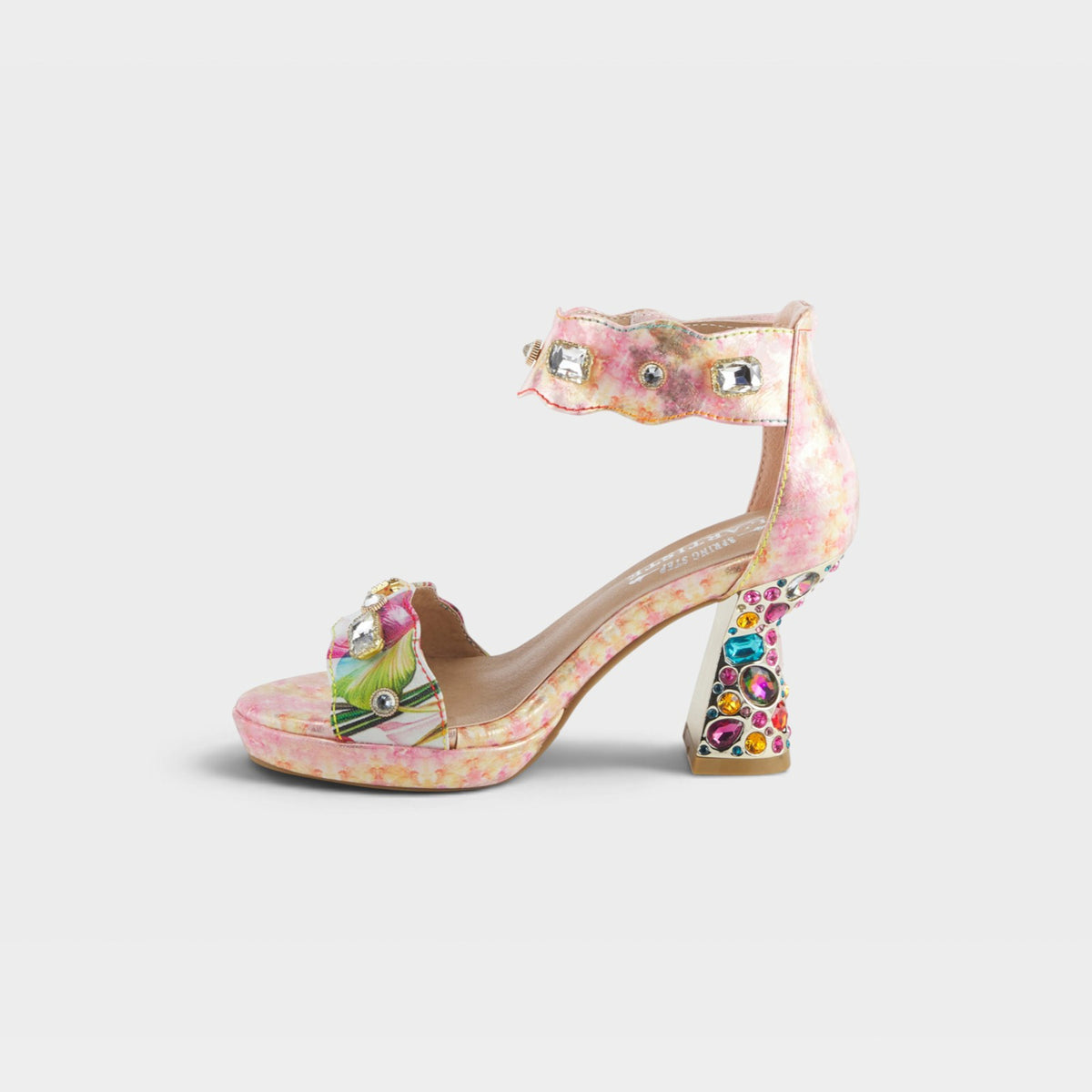 L'Artiste Jewell closed back sandals in Pink Multi, side view