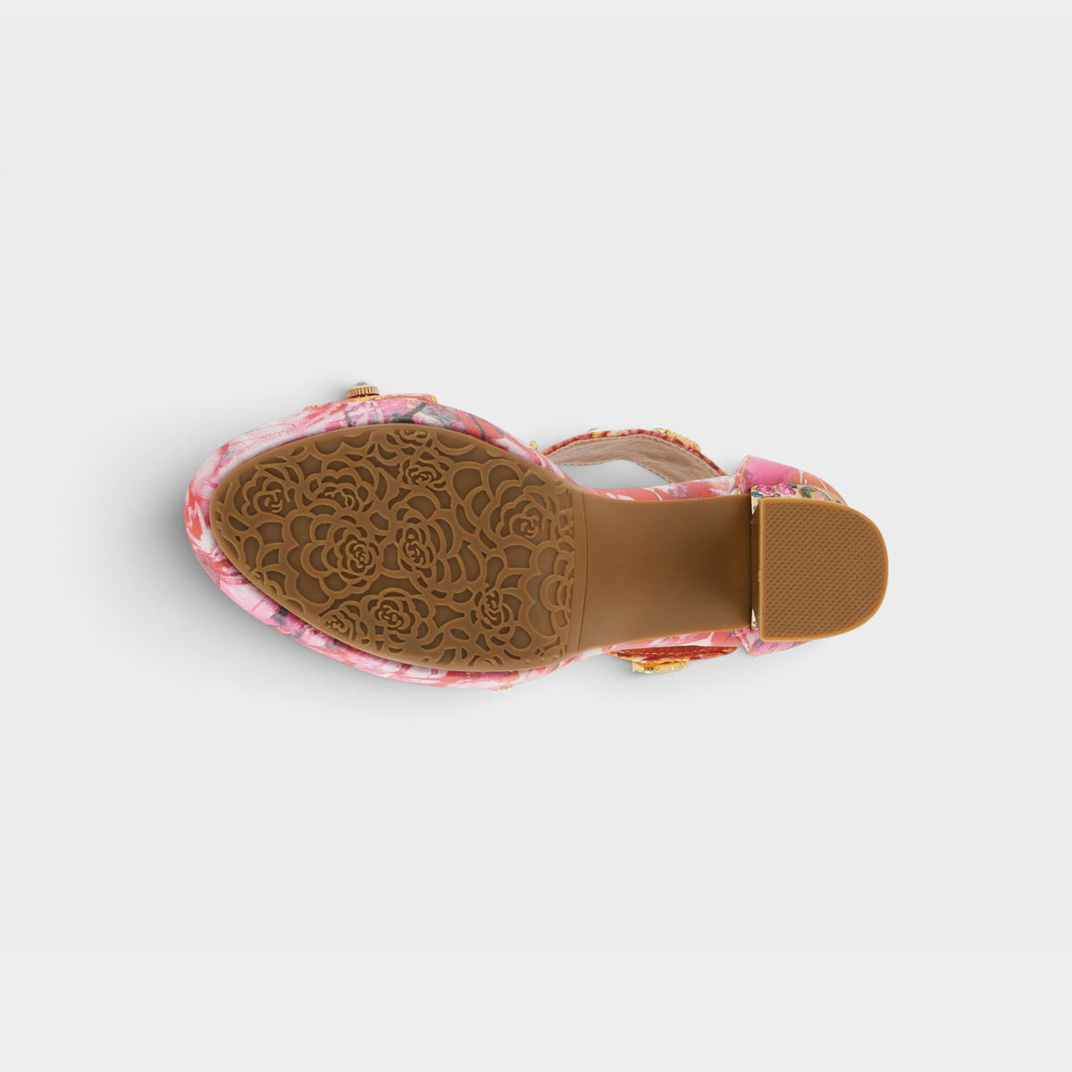 L'Artiste Jewell closed back sandals in Red Multi, outsole view