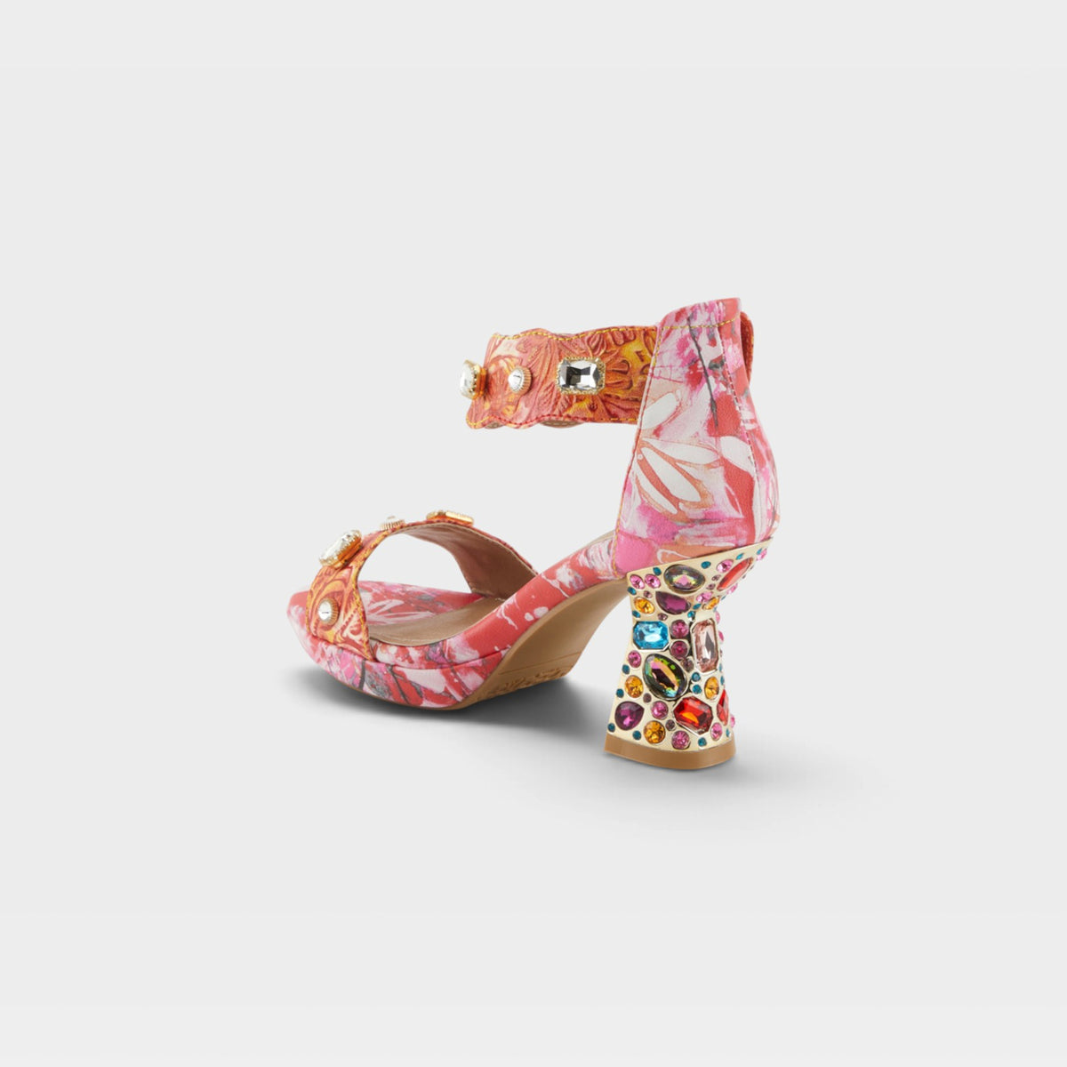 L'Artiste Jewell closed back sandals in Red Multi, alternate angle view
