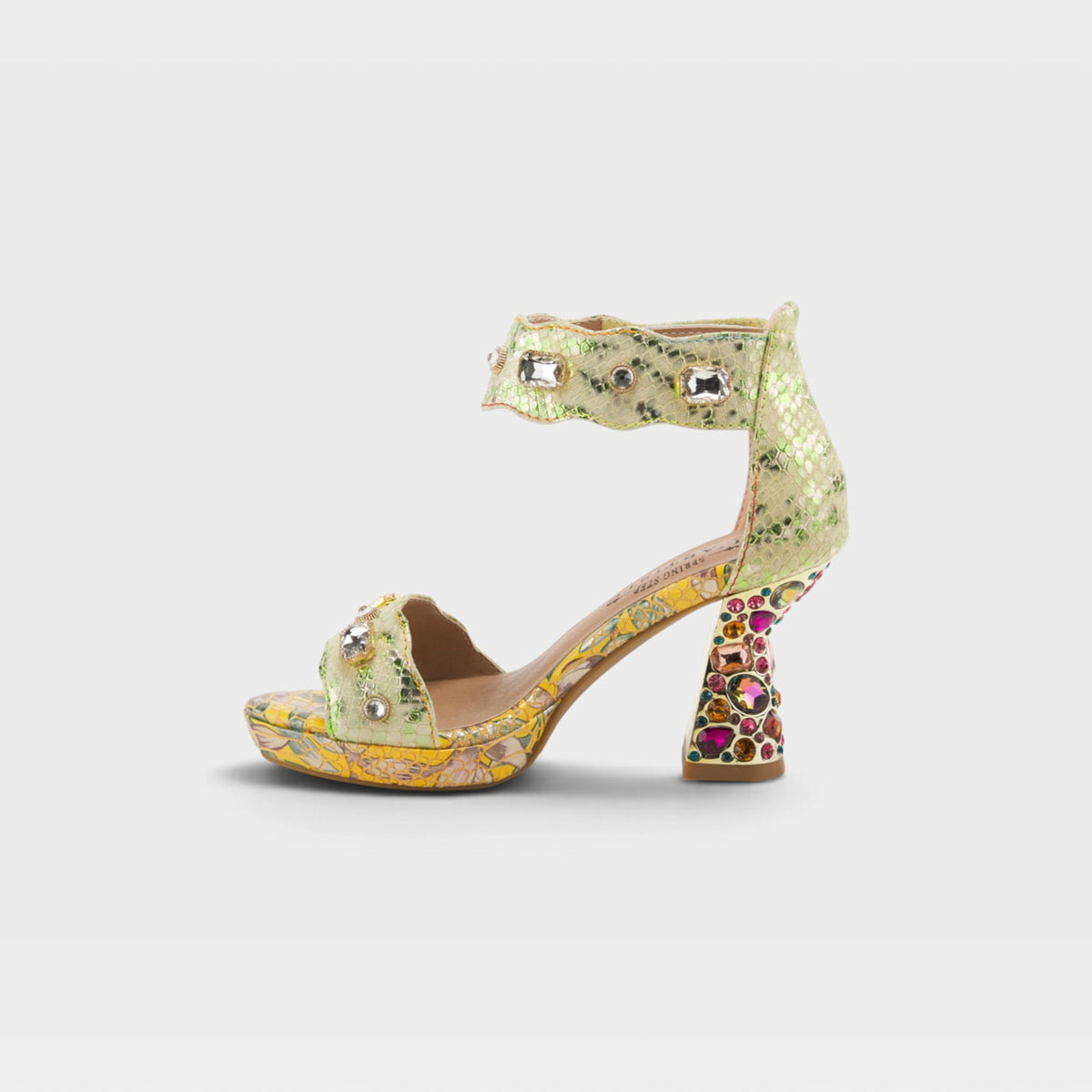 L'Artiste Jewell closed back sandals in Yellow, side view