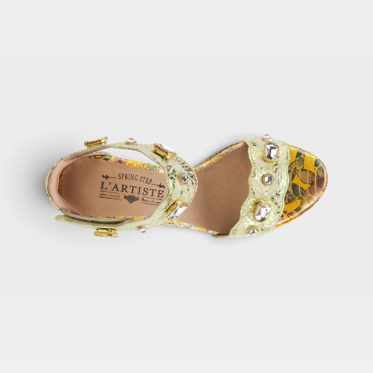 L'Artiste Jewell closed back sandals in Yellow, top view