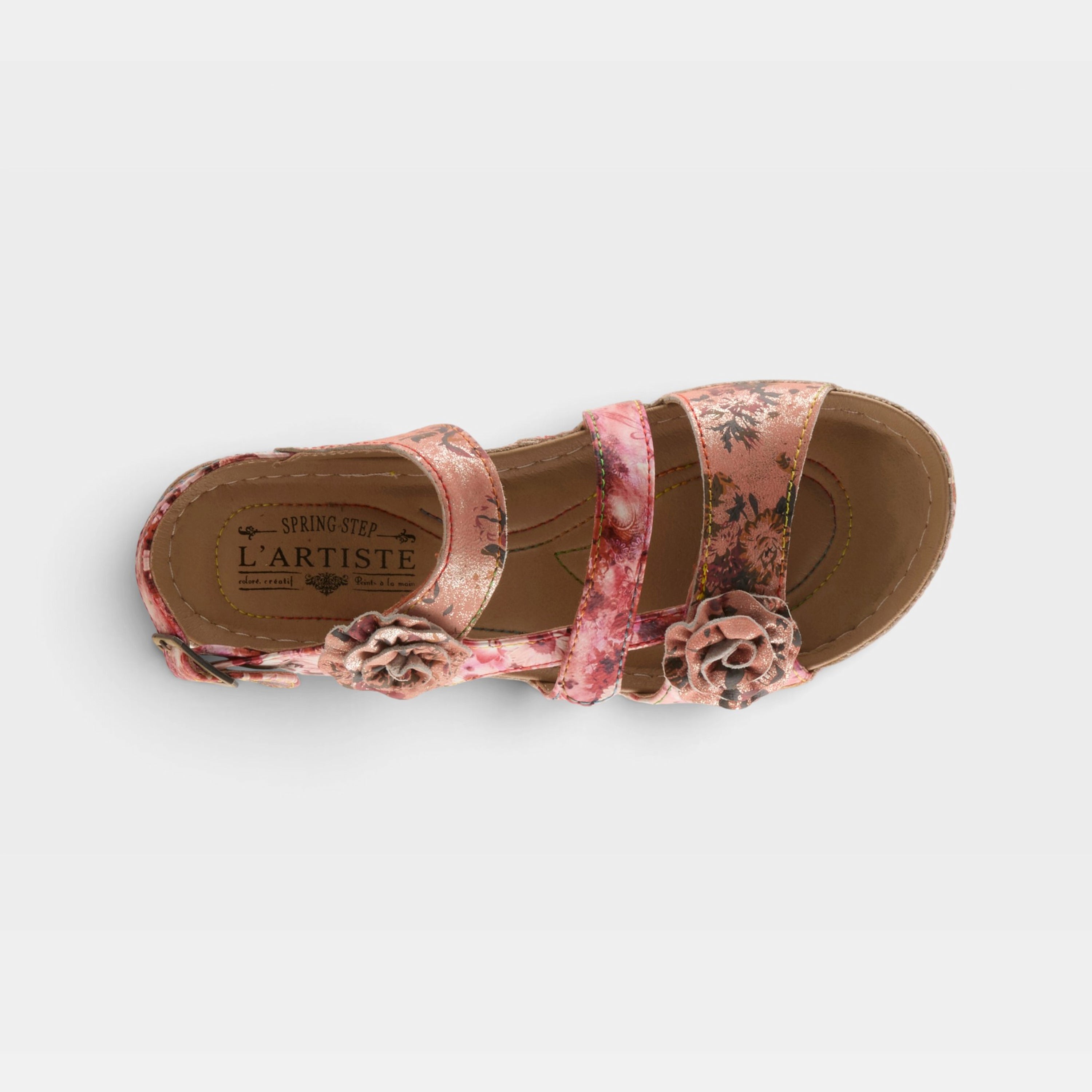 L'Artiste Joelina-Dazi ankle strap sandals in Red Multi, top view