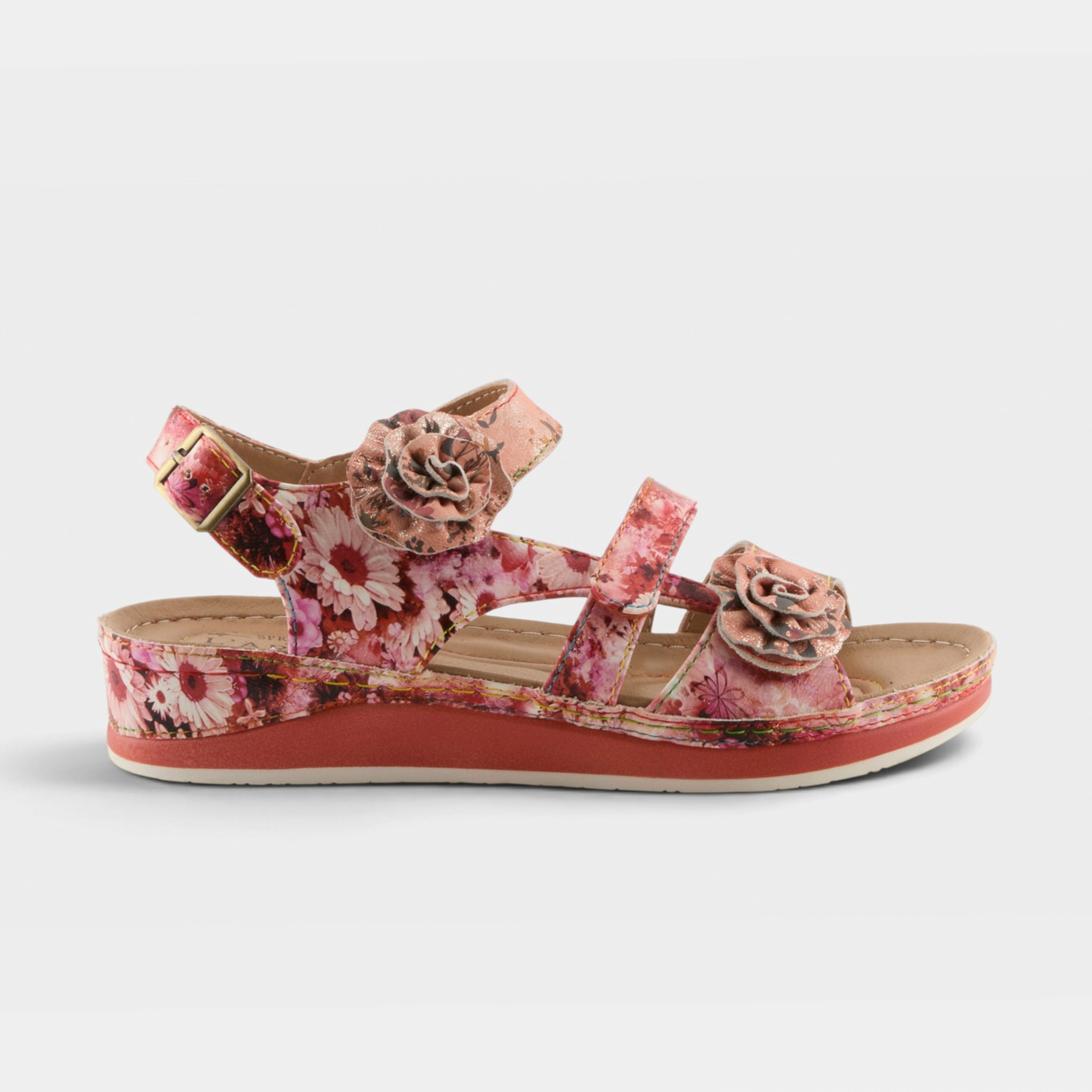 L'Artiste Joelina-Dazi ankle strap sandals in Red Multi, hero view
