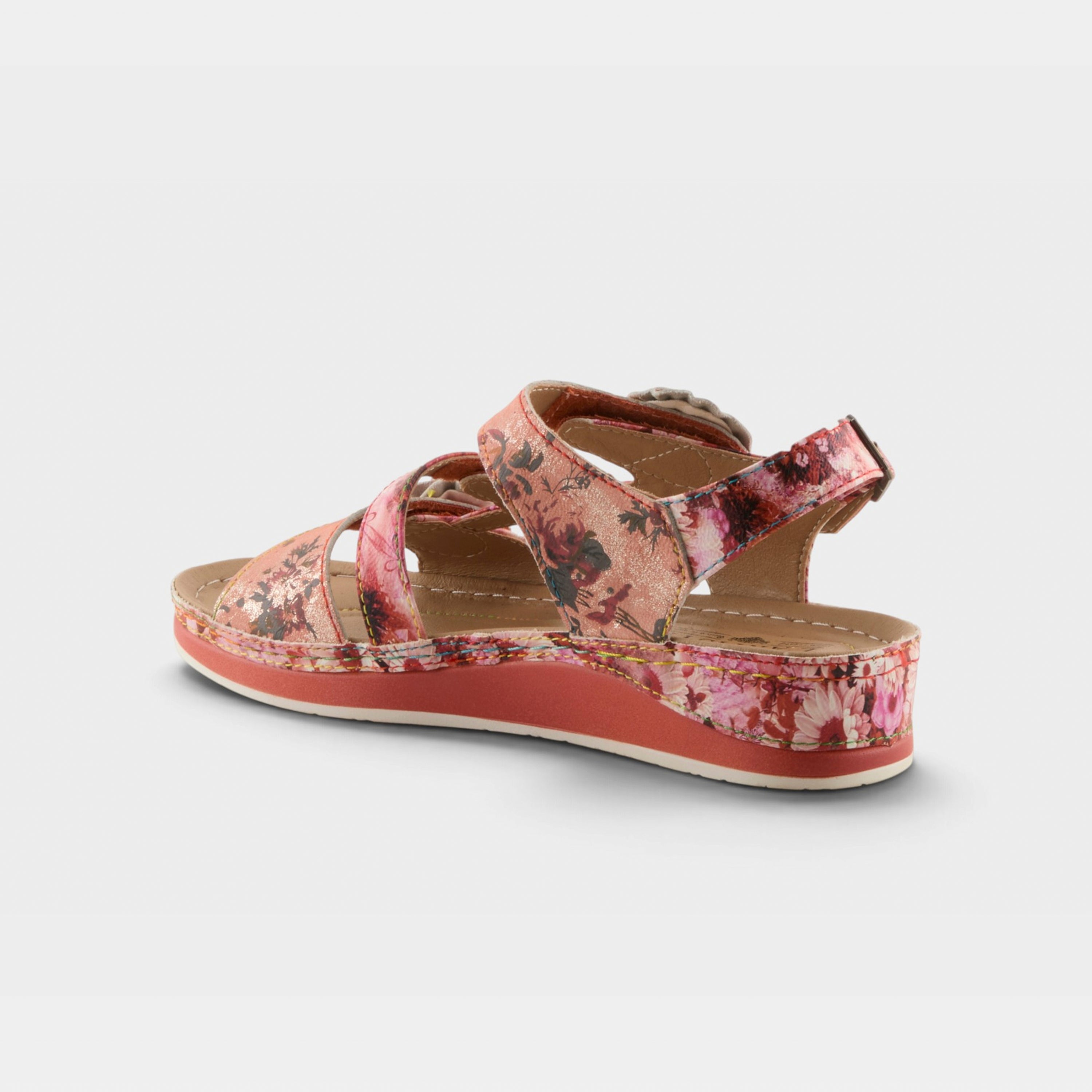 L'Artiste Joelina-Dazi ankle strap sandals in Red Multi, alternate angle view