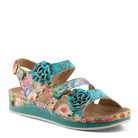 L'Artiste L'ARTISTE JOELINA-DAZI ANKLE STRAP SANDALS sandal in turquoise multi with handcrafted leather design