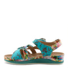 L'Artiste L'ARTISTE JOELINA-DAZI ANKLE STRAP SANDALS sandal in turquoise multi with handcrafted leather design