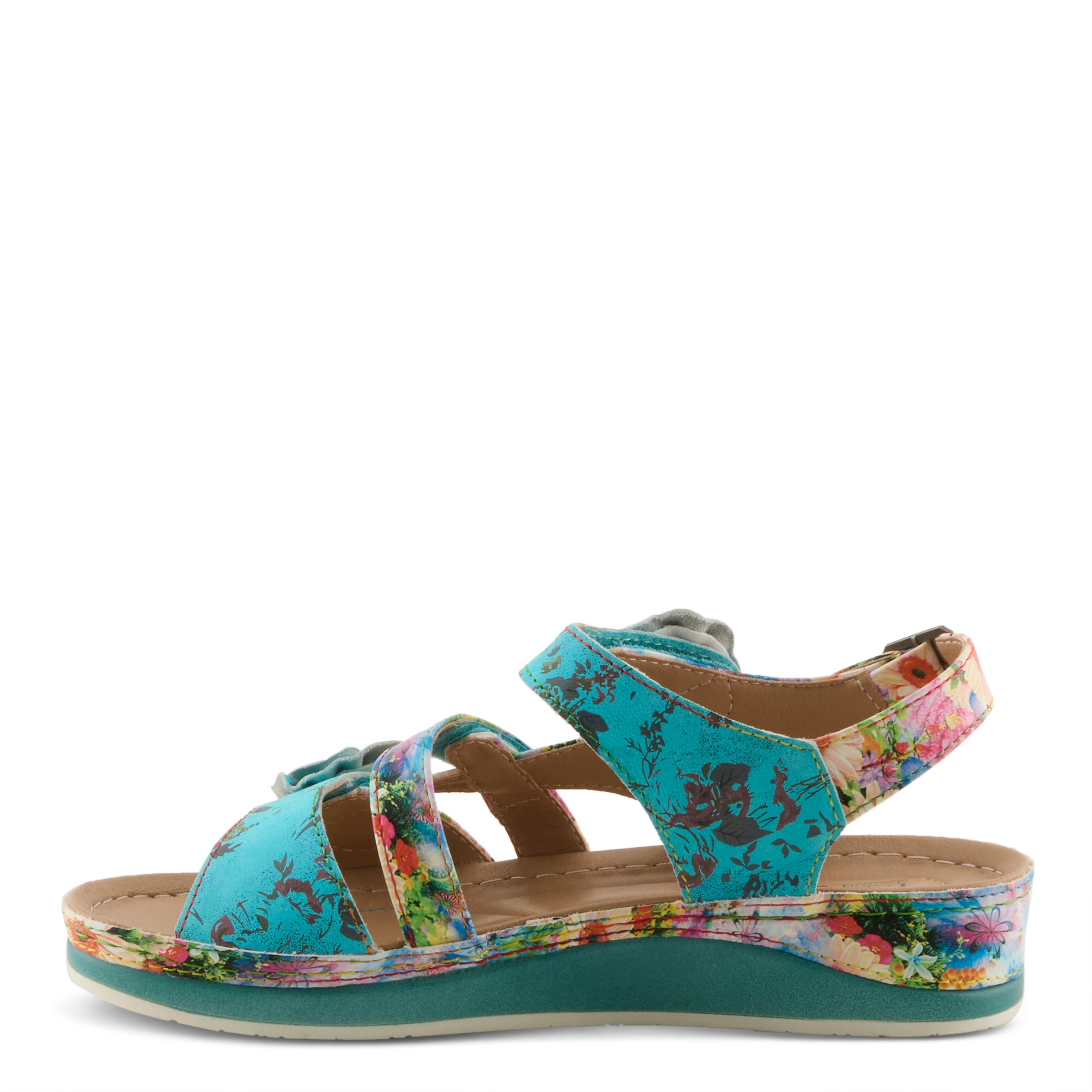 L'Artiste L'ARTISTE JOELINA-DAZI ANKLE STRAP SANDALS sandal in turquoise multi with handcrafted leather design