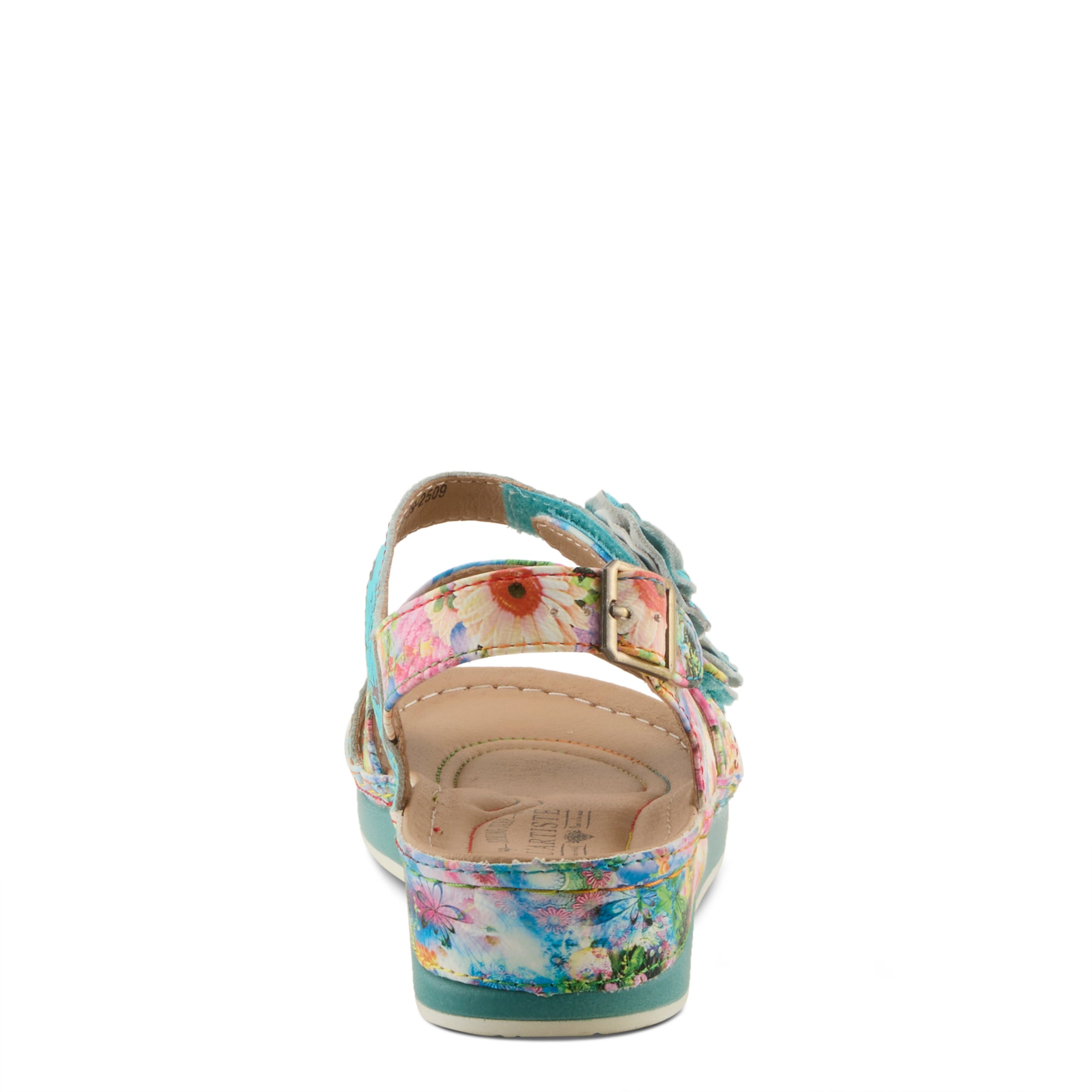 L'Artiste L'ARTISTE JOELINA-DAZI ANKLE STRAP SANDALS sandal in turquoise multi with handcrafted leather design
