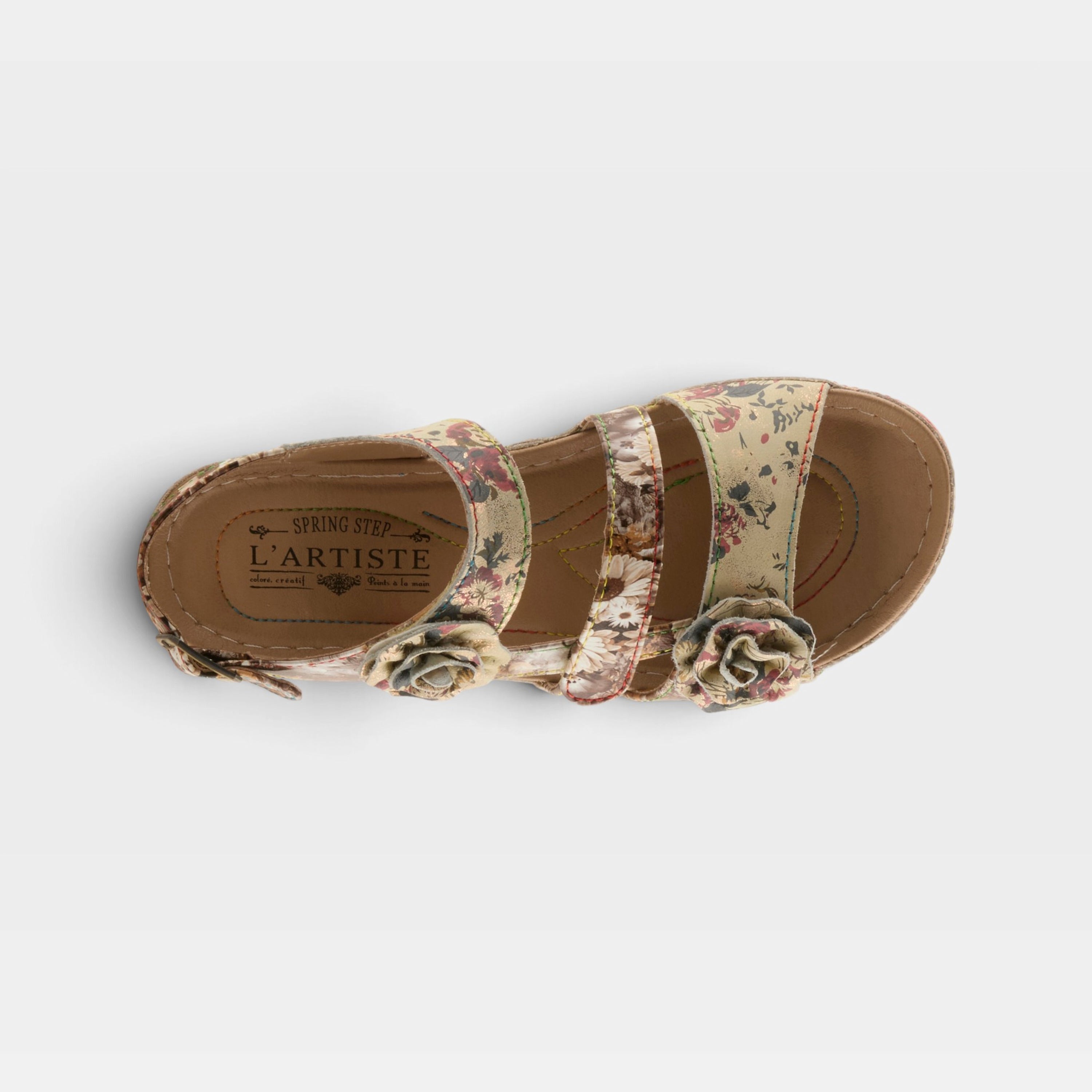 L'Artiste Joelina-Dazi ankle strap sandals in Yellow Multi, top view
