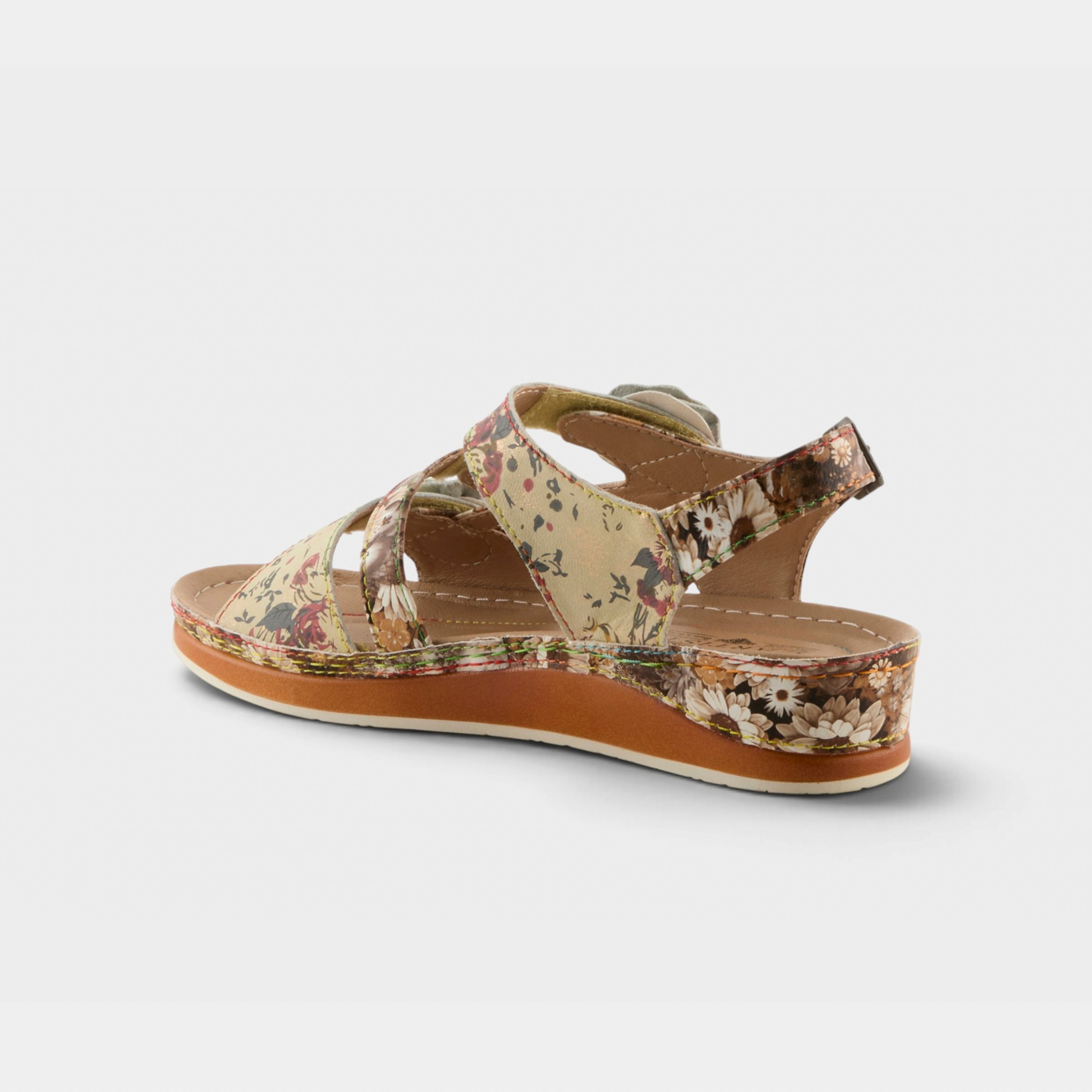 L'Artiste Joelina-Dazi ankle strap sandals in Yellow Multi, alternate angle view